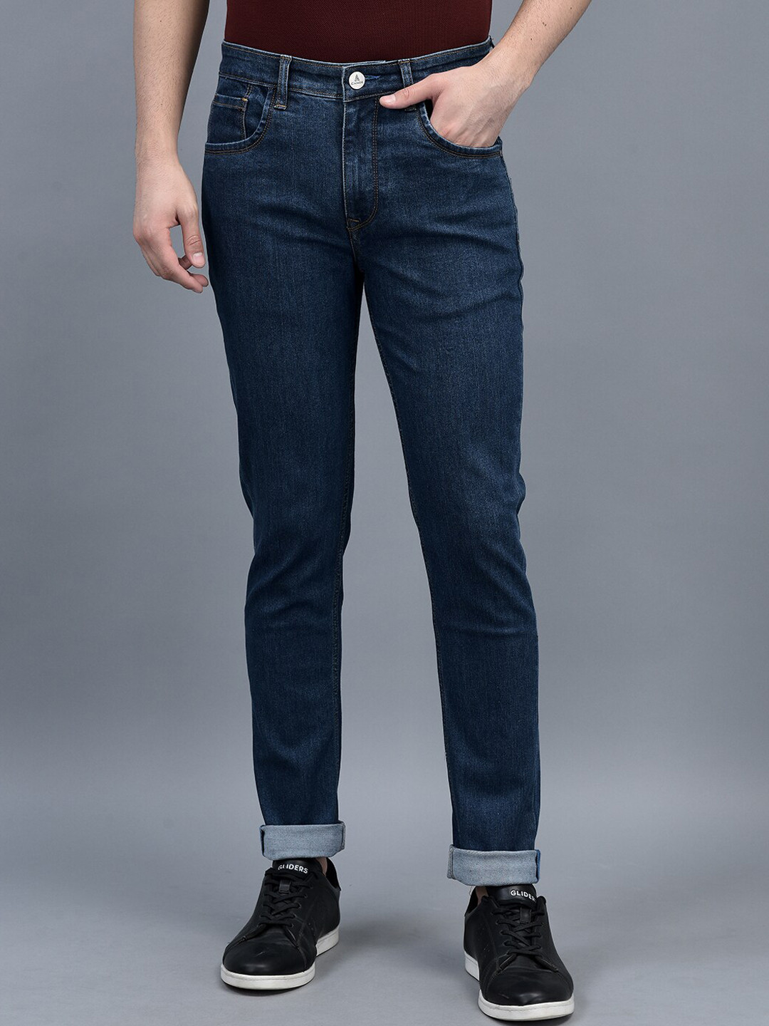 

CANOE Men Smart Mid Rise Clean Look Stretchable Jeans, Blue