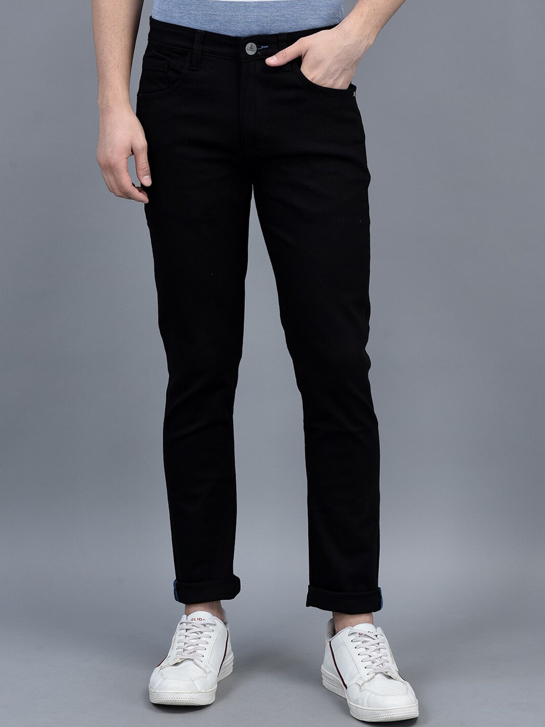 

CANOE Men Smart Clean Look Mid Rise Stretchable Jeans, Black