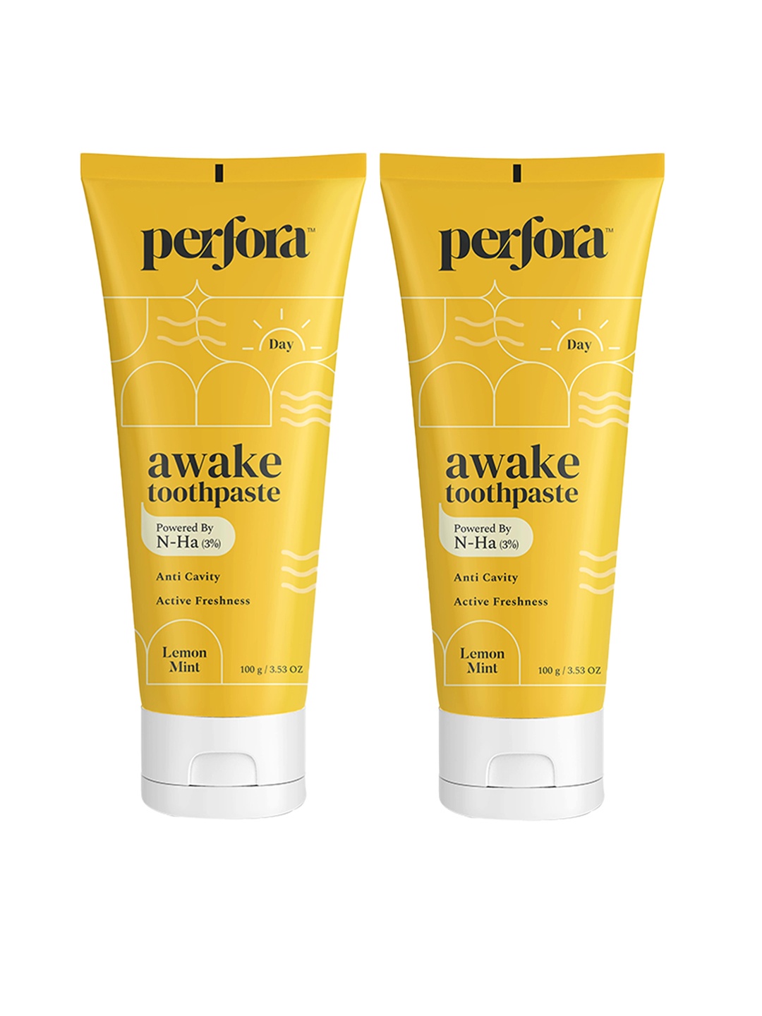 

Perfora Awake Set of 2 Anti Cavity Active Freshness Toothpaste - 100g Each - Lemon Mint, Yellow