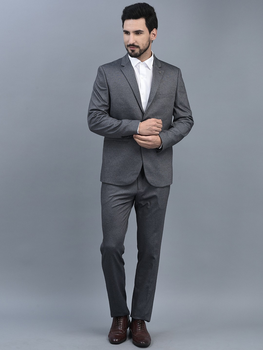 

CANOE Self-Design Tailored-Fit Single-Breasted Two-Piece Formal Suit, Grey
