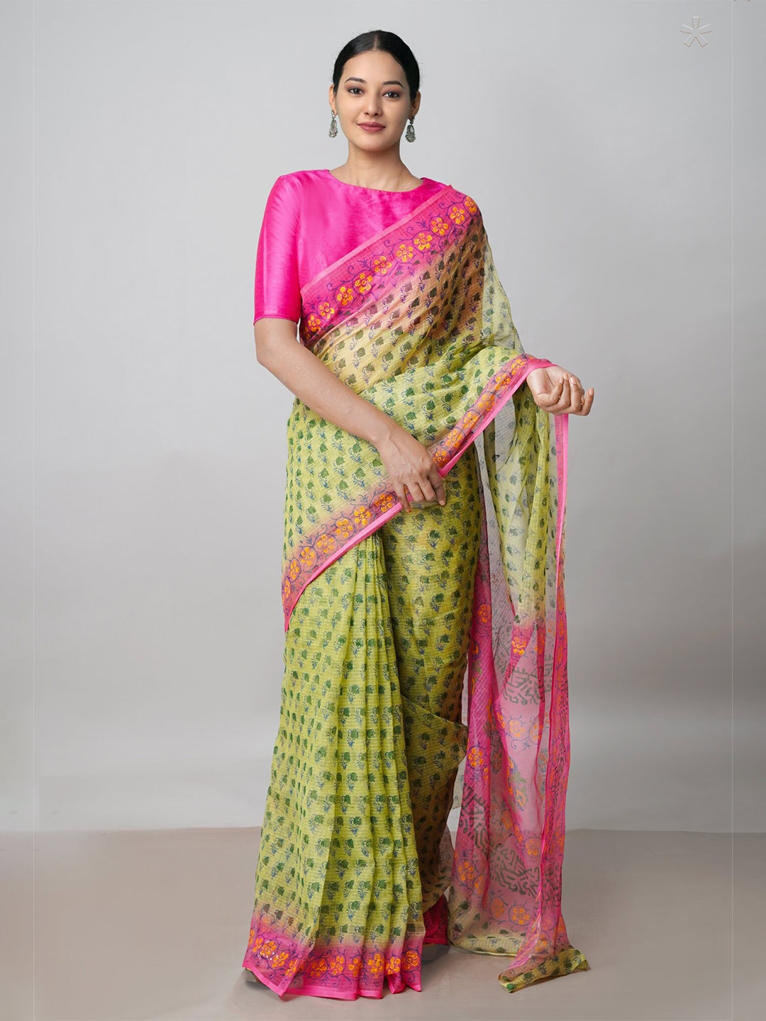 

Unnati Ethnic Motifs Pure Cotton Kota Saree, Green