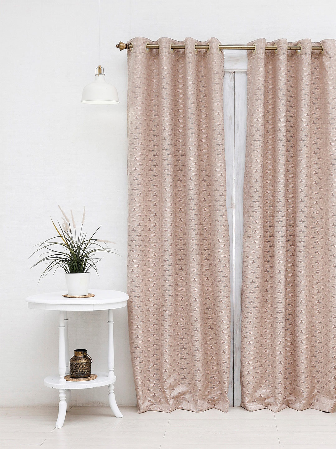 

Ariana Taupe Geometric Room Darkening Door Curtain