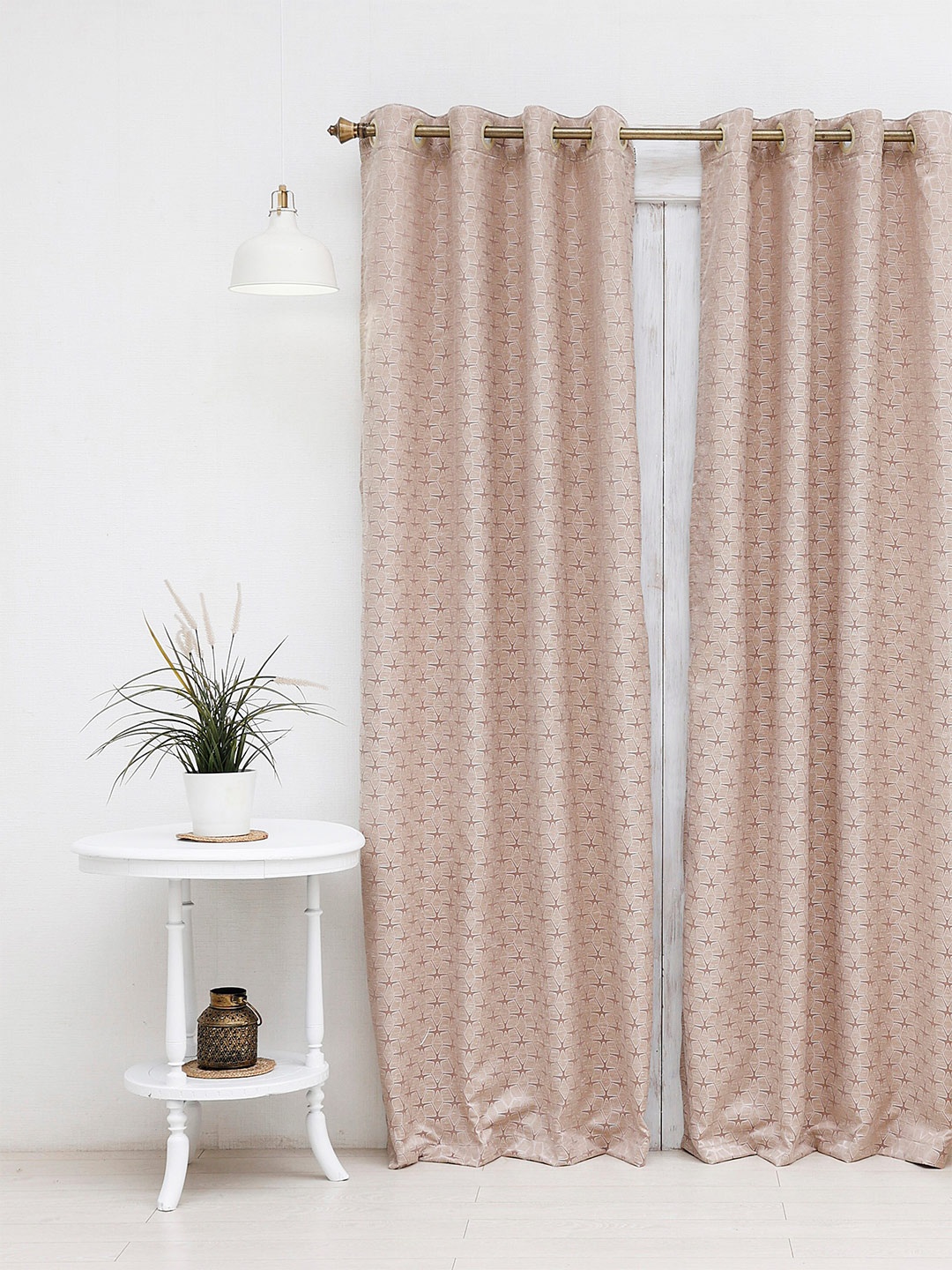 

Ariana Taupe Geometric Room Darkening Long Door Curtain
