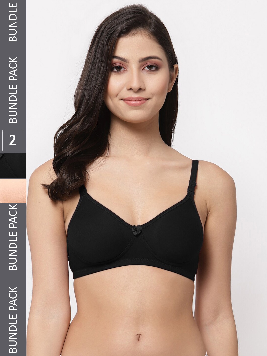 

Docare Pack Of 2 Full Coverage Lightly Padded Cotton T-Shirt Bras With All Day Comfort, Black