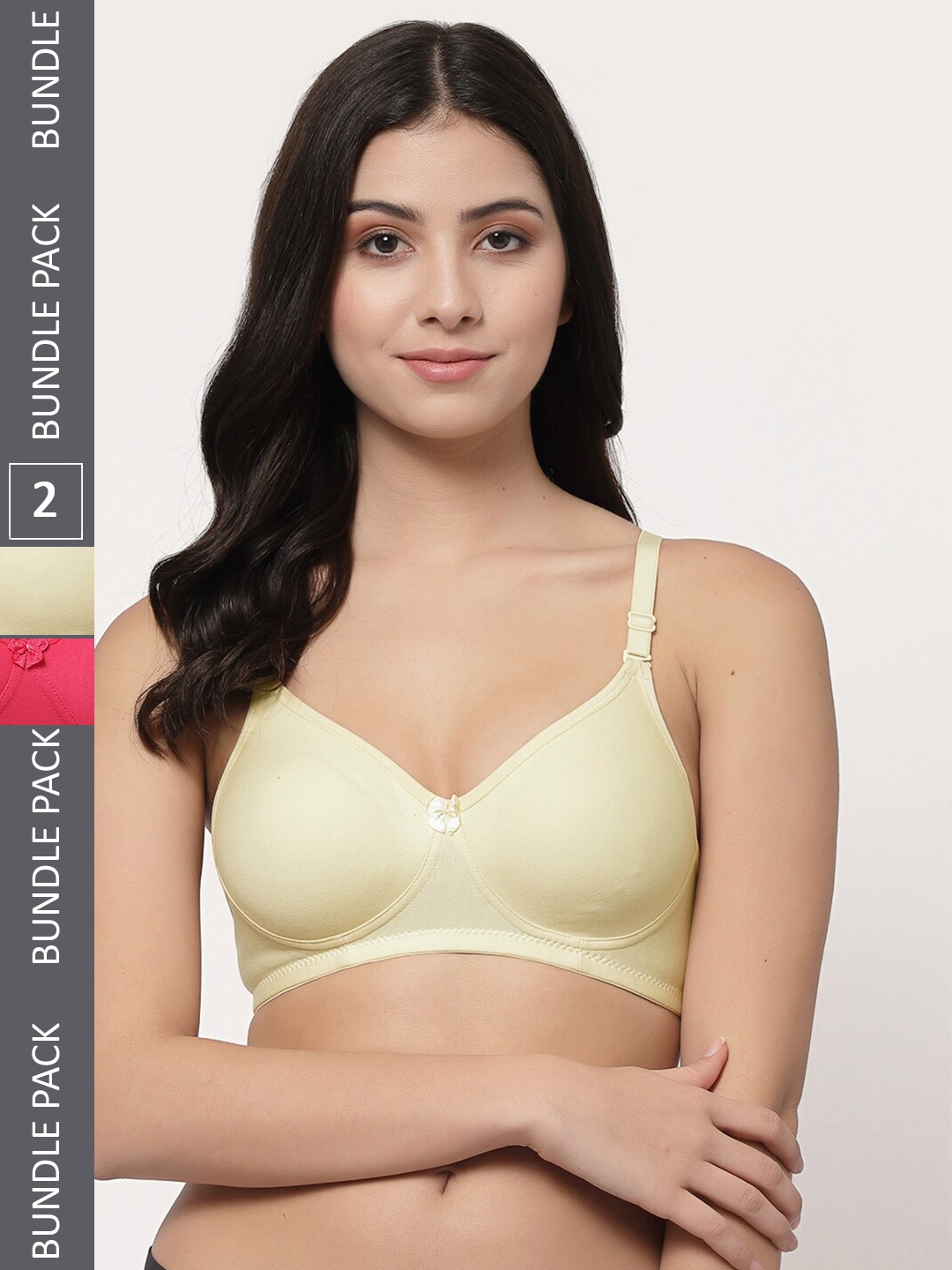 

Docare Pack of 2 Full Coverage Lightly Padded Cotton T-Shirt Bras With All Day Comfort, Yellow