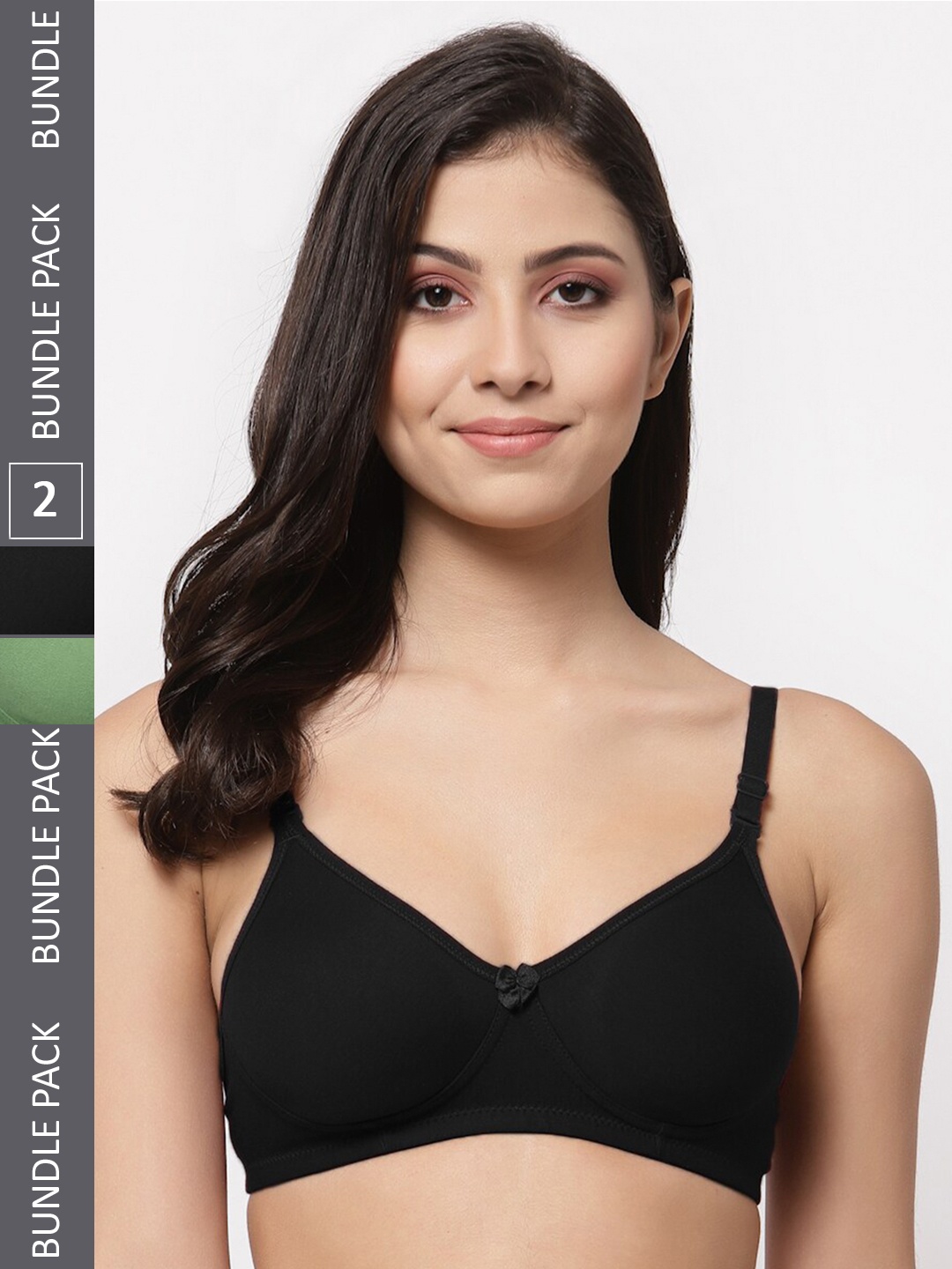 Docare Pack Of 2 Full Coverage Lightly Padded Cotton Bra, Green