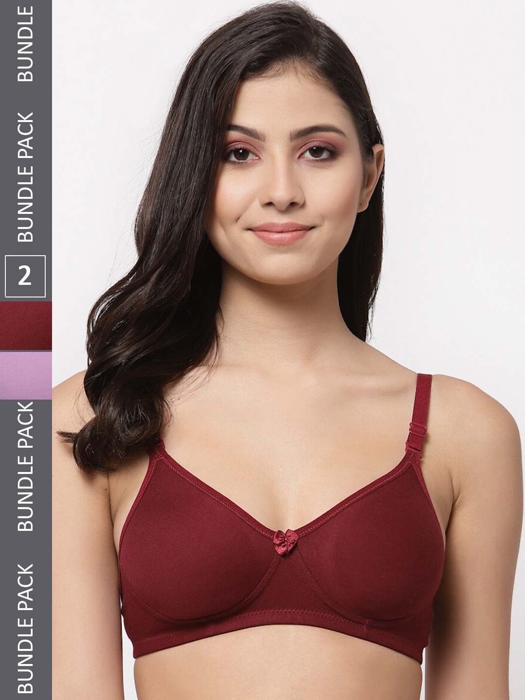 

Docare Pack of 2 Full Coverage Lightly Padded Cotton T-Shirt Bras With All Day Comfort, Maroon