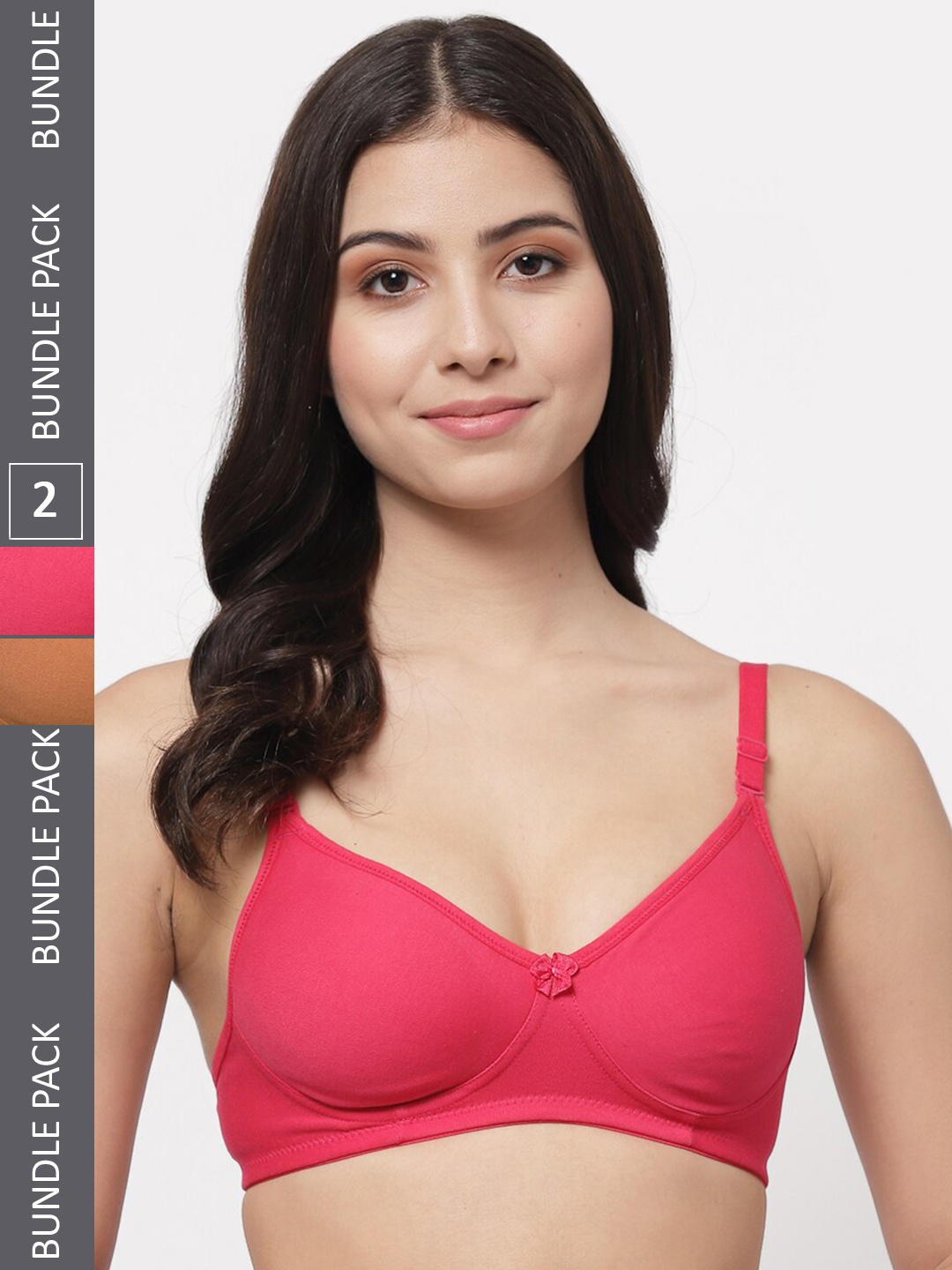 

Docare Pack of 2 Full Coverage Lightly Padded Cotton T-Shirt Bras With All Day Comfort, Pink