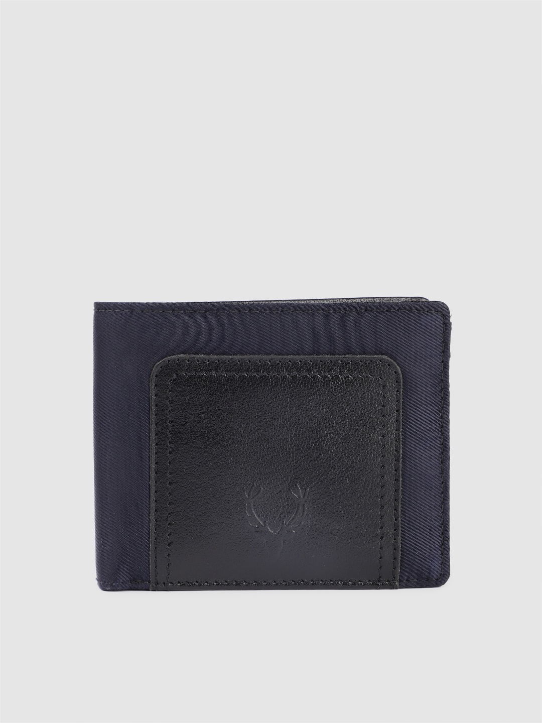 

Allen Solly Men Colourblocked Applique Leather Two Fold Wallet, Navy blue