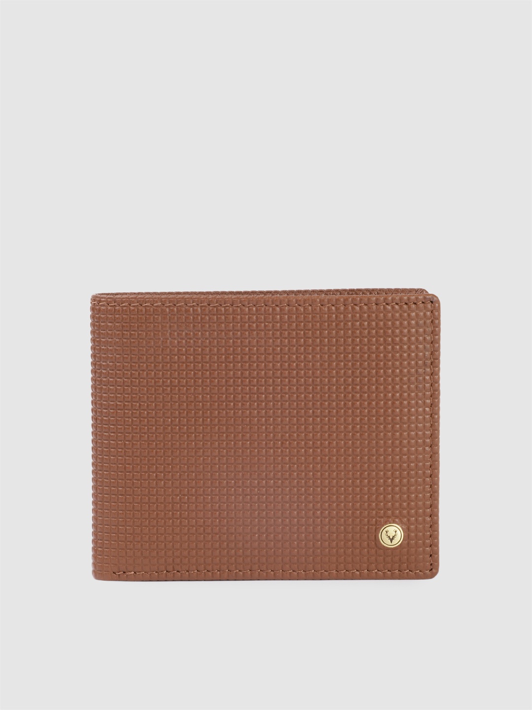 

Allen Solly Men Geometric Textured Leather Two Fold Wallet, Tan