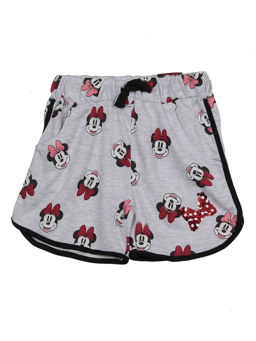 

Lil Lollipop Girls Mickey & Minnie Printed Cotton Outdoor Shorts, Grey