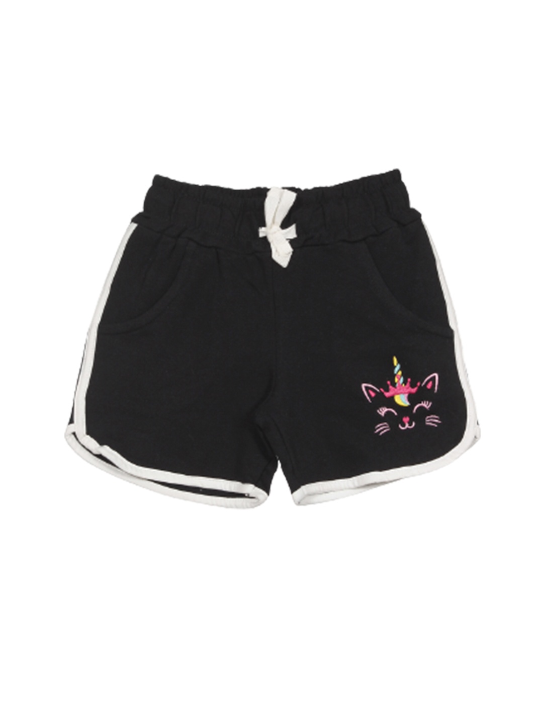 

Lil Lollipop Girls Printed Cotton Outdoor Shorts, Black