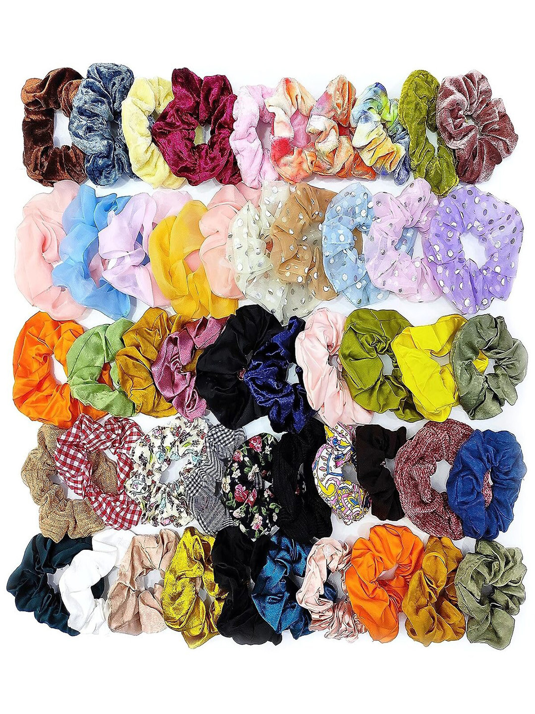 

ANNA CREATIONS Set of 50 Scrunchies Ponytail Holders, Orange