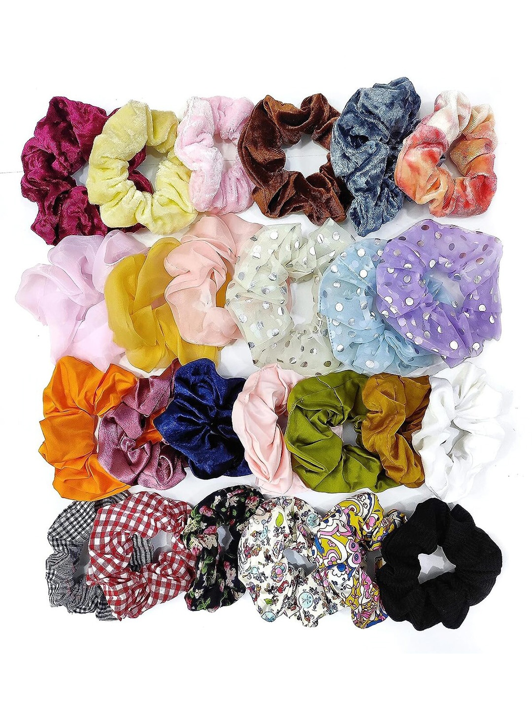

ANNA CREATIONS Set of 25 Scrunchies Ponytail Holders, Green
