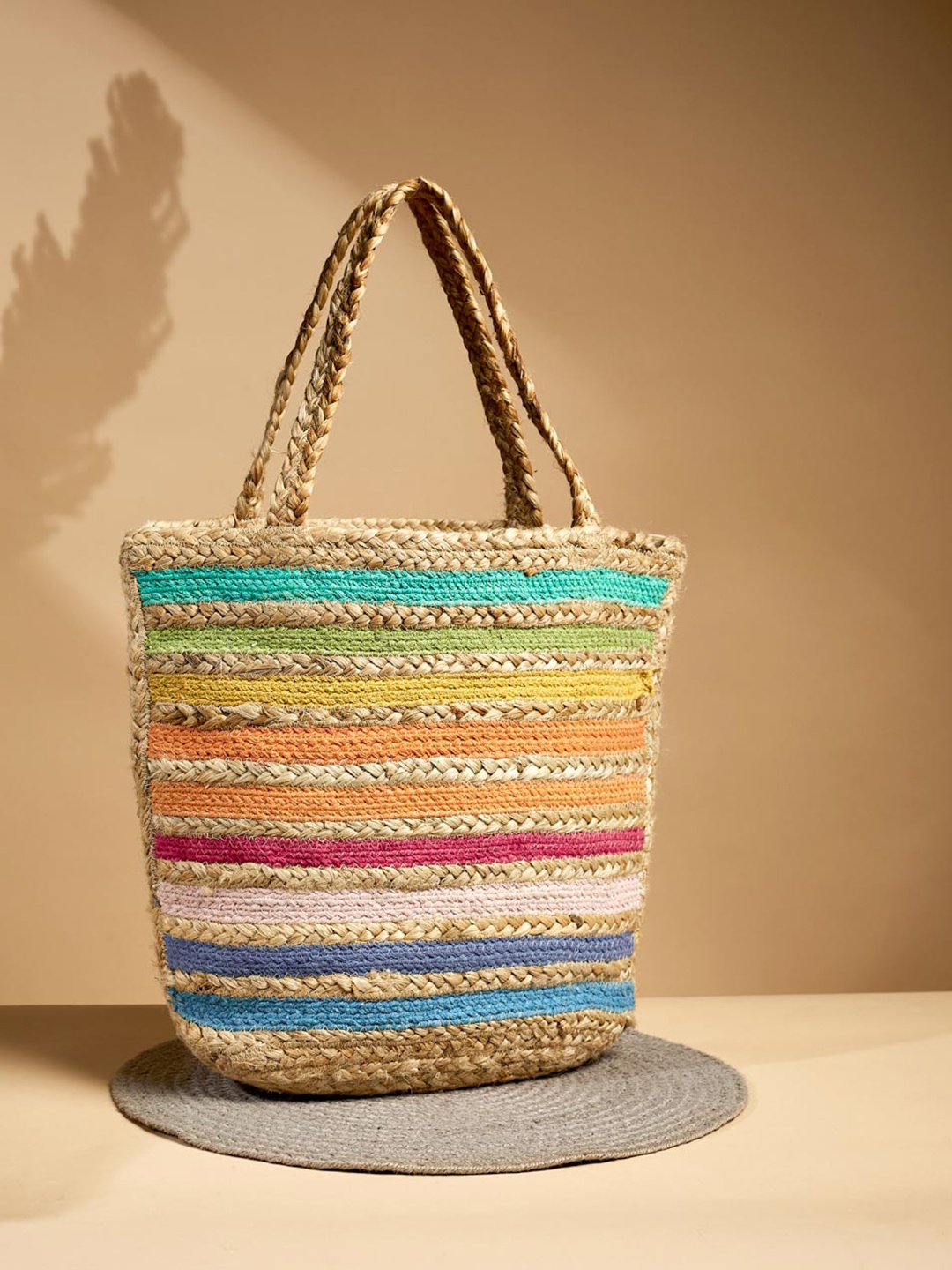 

Fabindia Self Design Shopper Jute Tote Bag, Beige