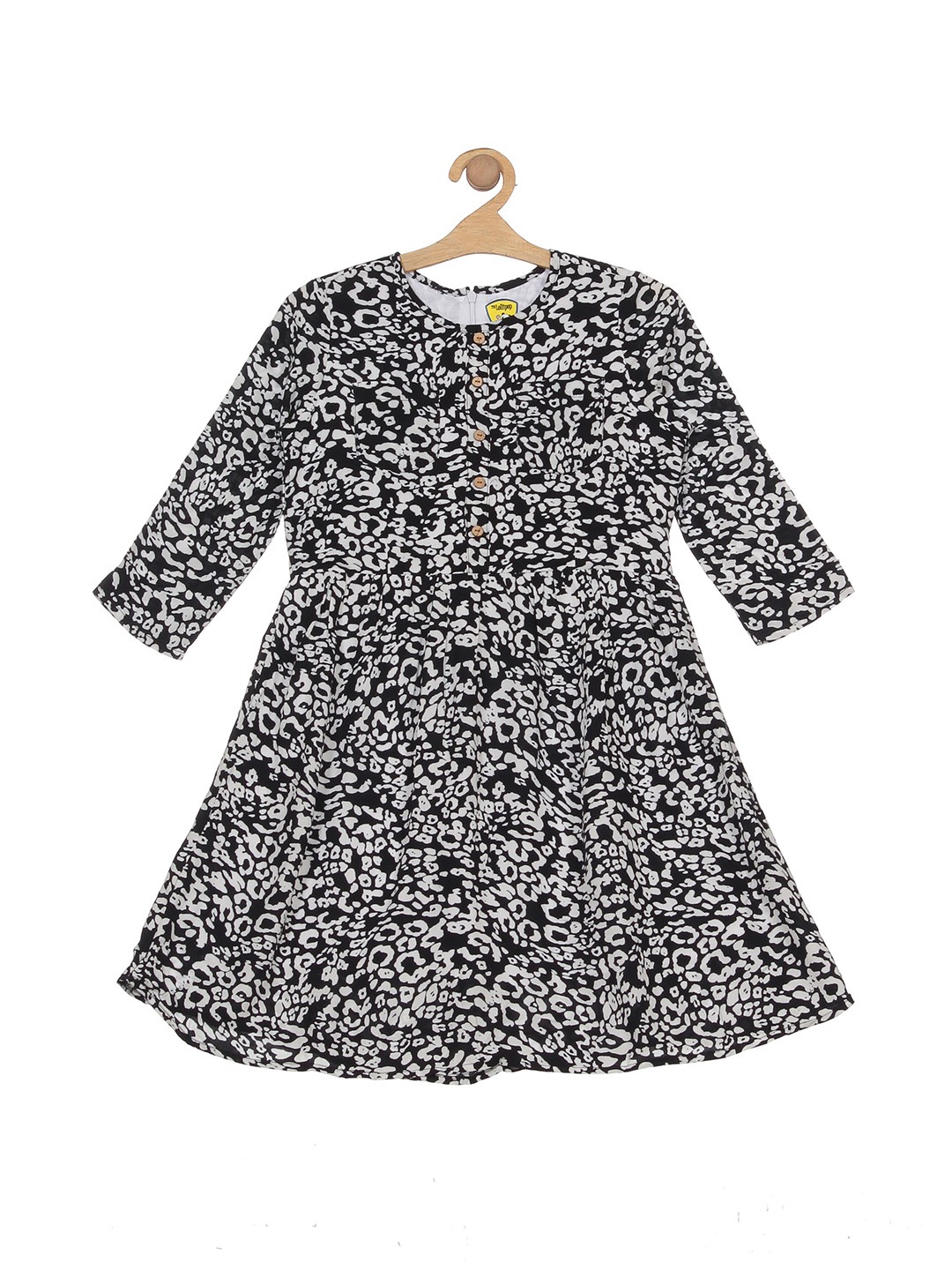 

Lil Lollipop Girls Abstract Printed Cotton A-Line Dress, Black