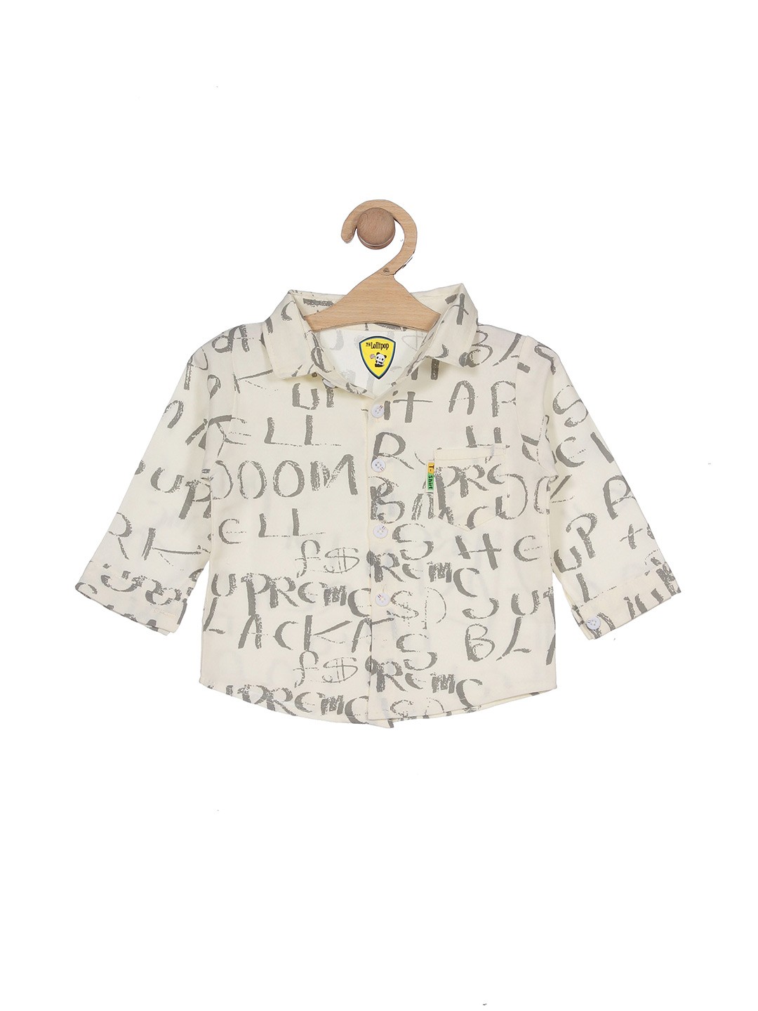 

Lil Lollipop Unisex Kids Typography Printed Cotton Casual Shirt, Cream
