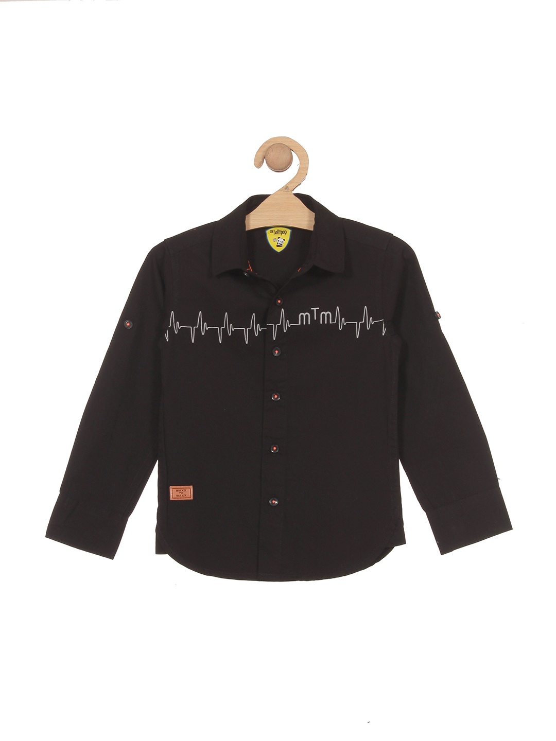 

Lil Lollipop Boys Printed Premium Cotton Casual Shirt, Black