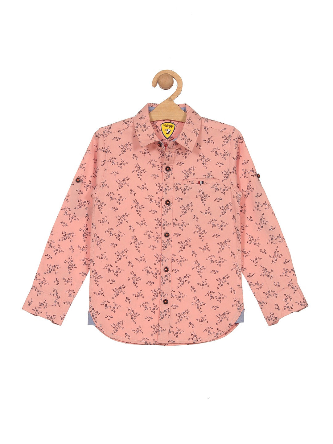 

Lil Lollipop Boys Floral Printed Cotton Casual Shirt, Peach
