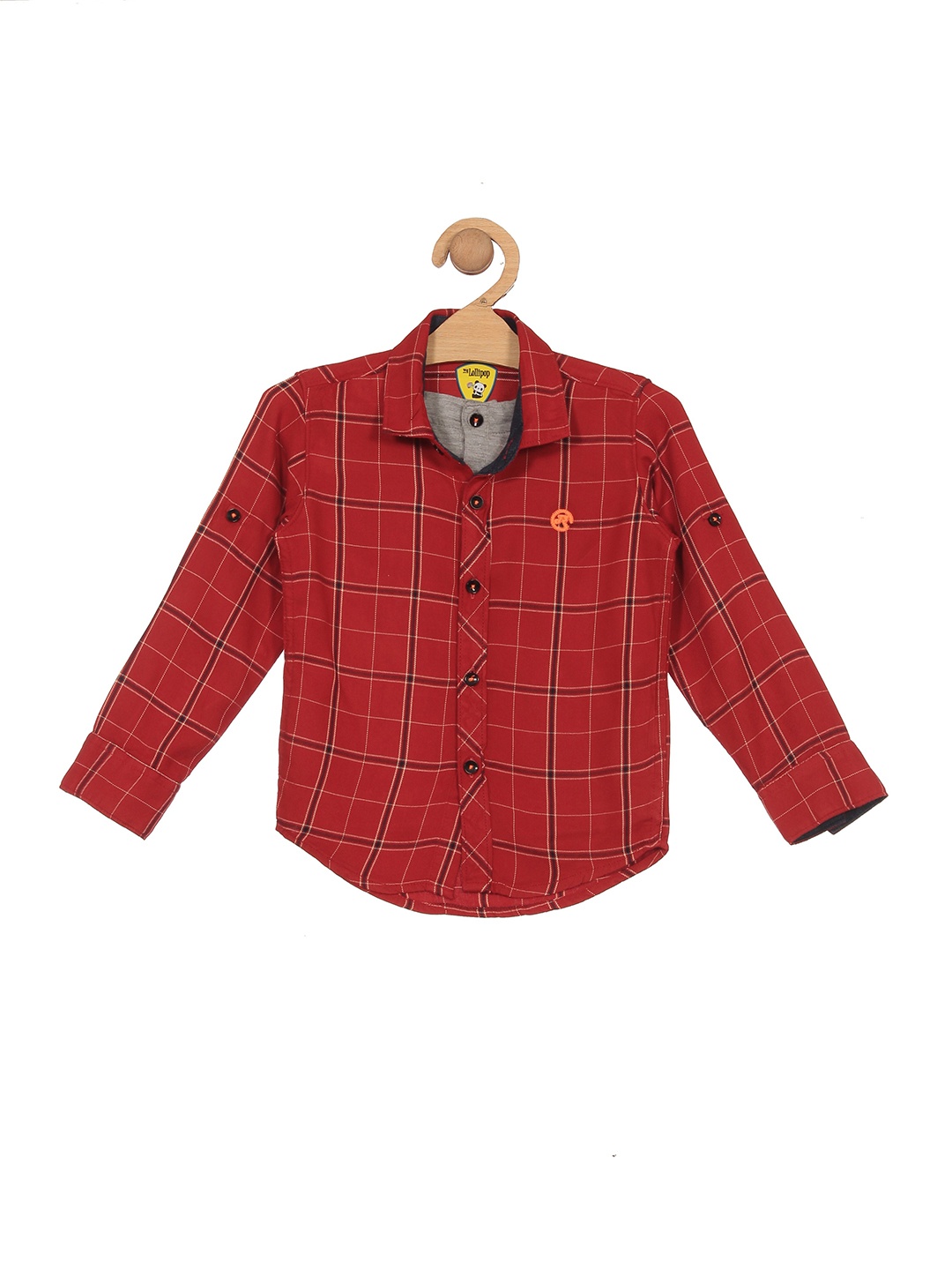 

Lil Lollipop Boys Checked Cotton Casual Shirt, Red