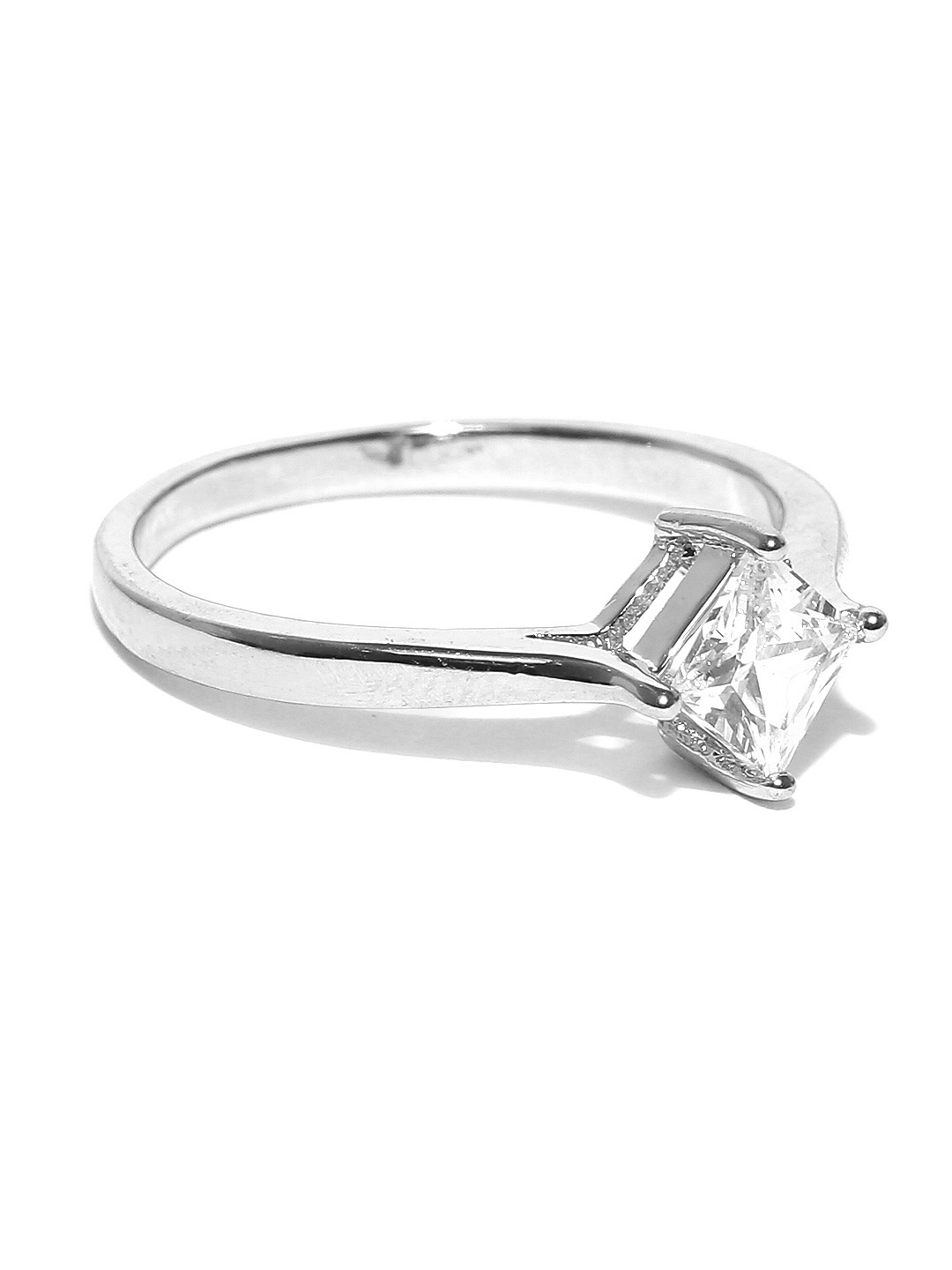 

OOMPH Silver-Plated Cubic Zirconia Stone-Studded Ring