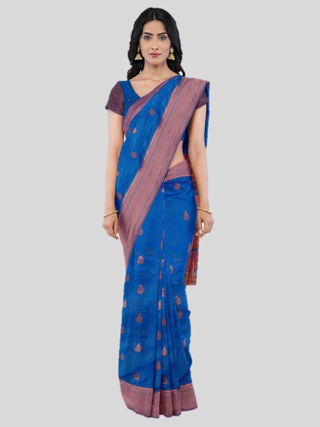 

KAJREE Ethnic Motifs Woven Design Zari Paithani Saree, Blue