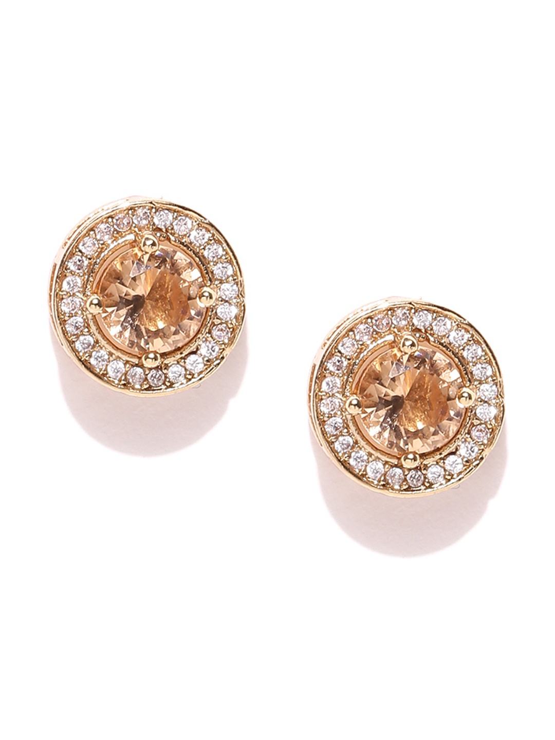 OOMPH Gold-Plated Circular CZ Stone Handcrafted Studs