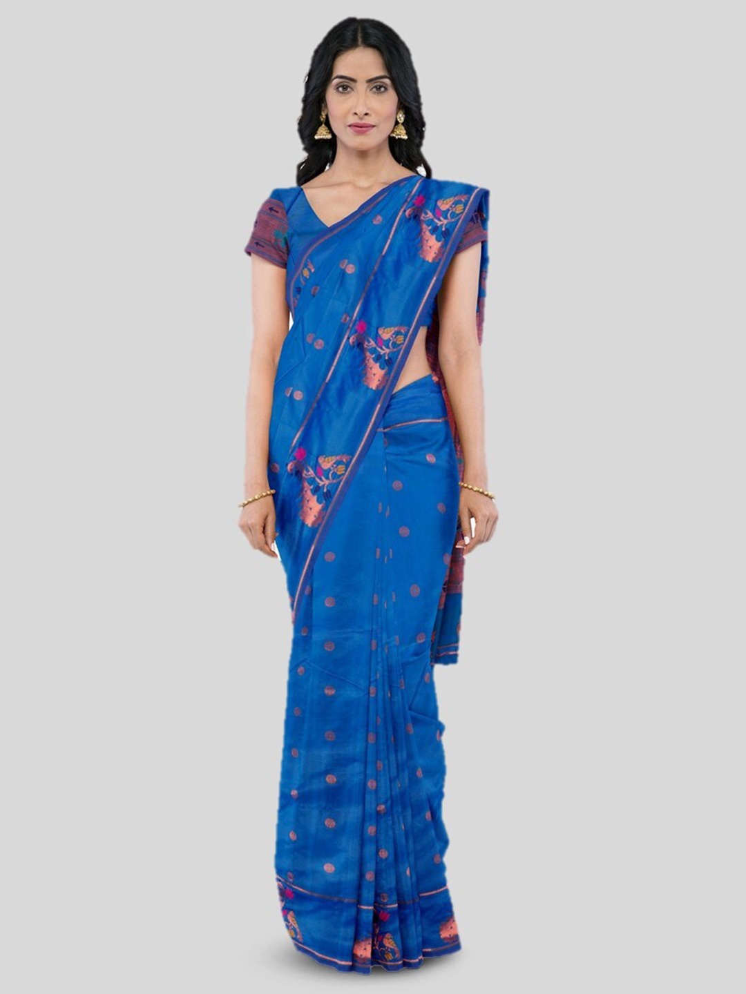 

KAJREE Woven Design Zari Silk Blend Paithani Saree, Blue