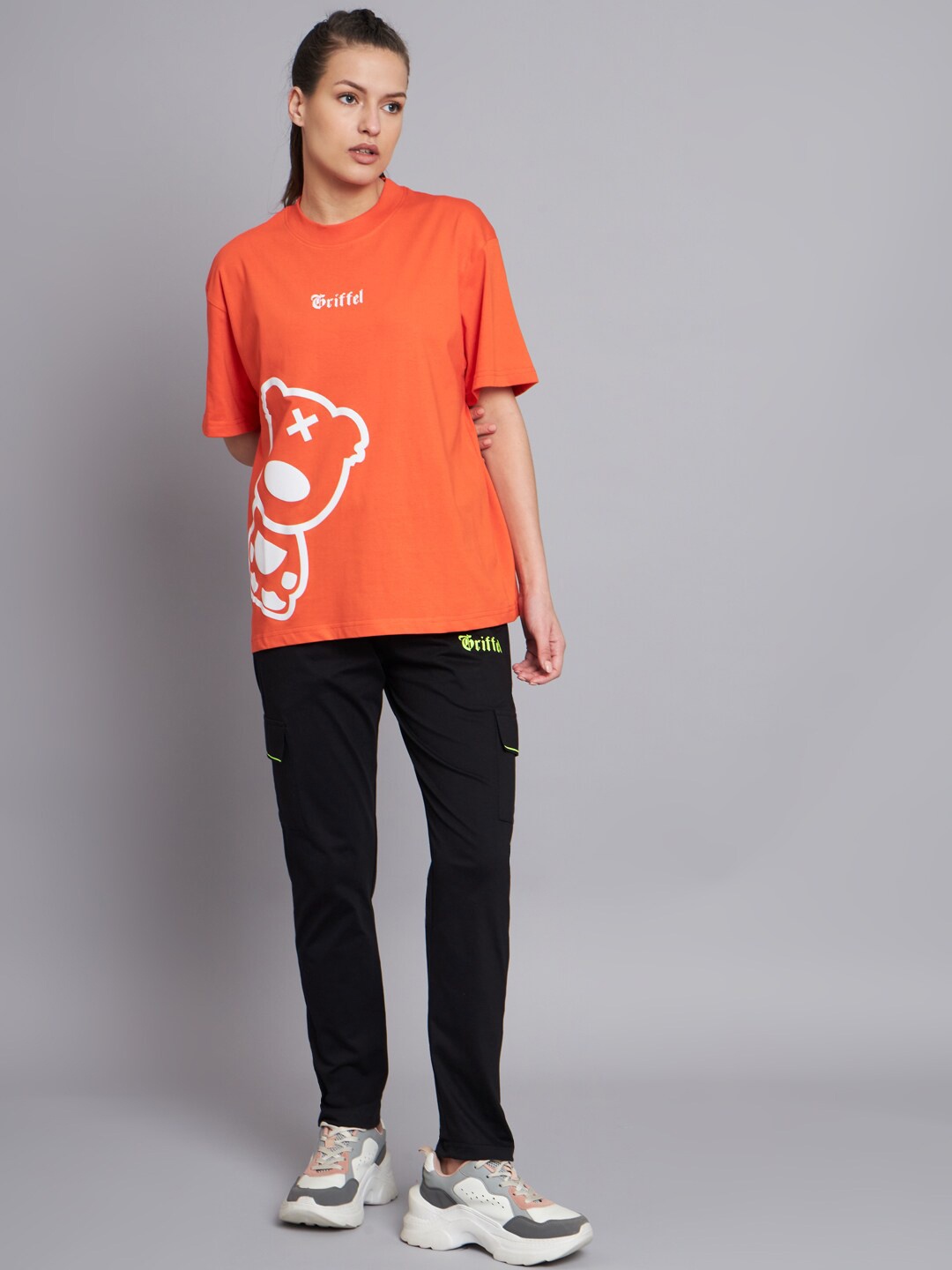 

GRIFFEL Graphic Printed Pure Cotton Oversized T-shirt, Orange