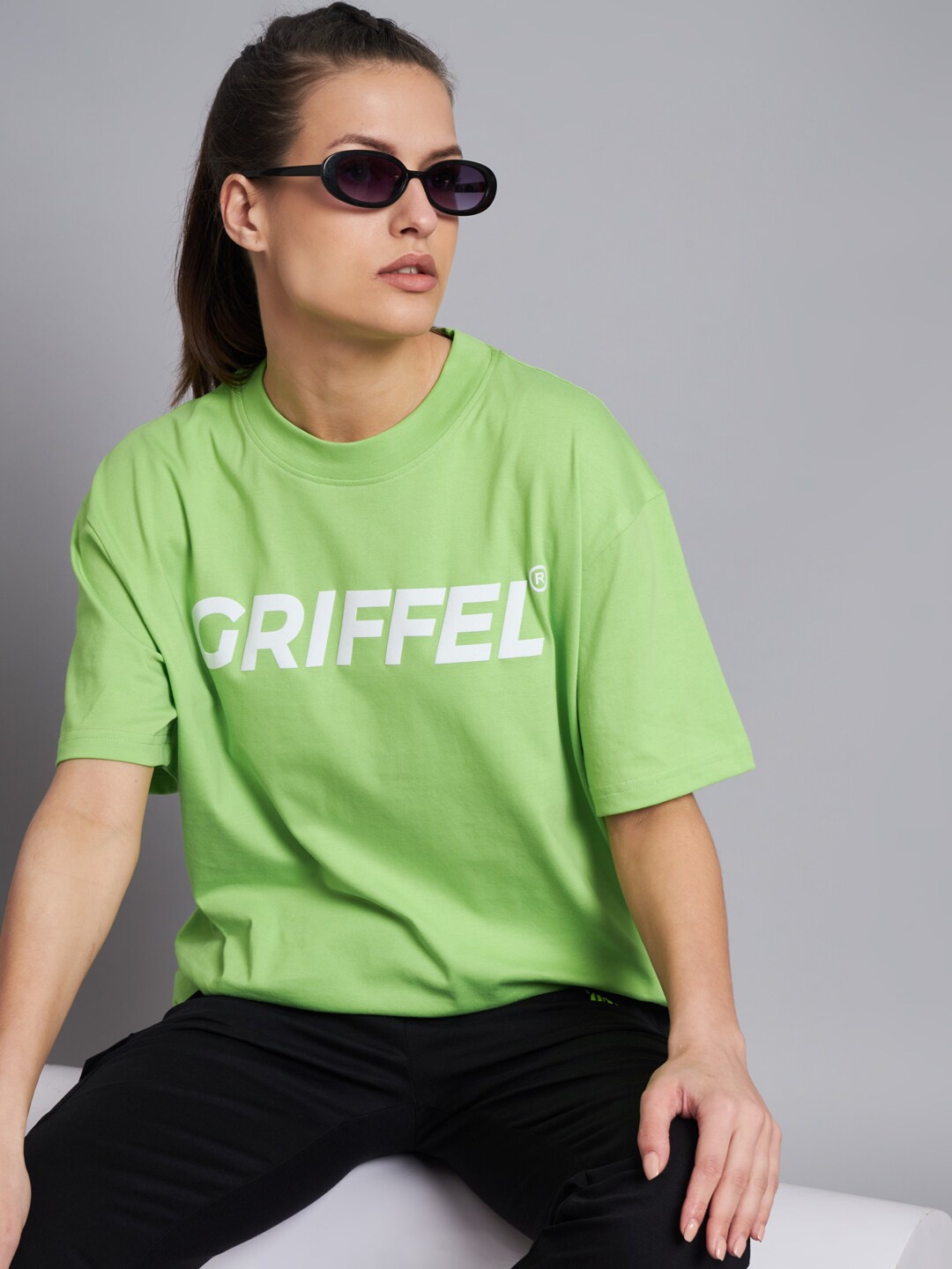 

GRIFFEL Printed Pure Cotton T-shirt With Trousers, Lime green