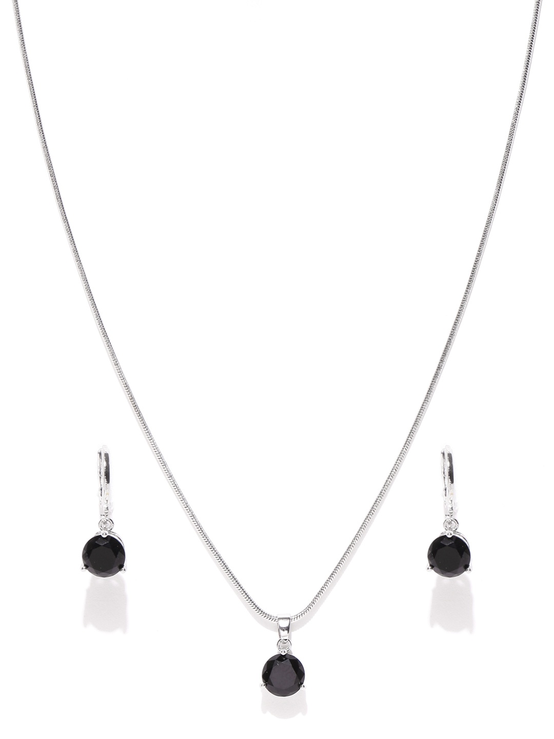 

OOMPH Silver-Plated Cubic Zirconia Stone-Studded Pendant Set