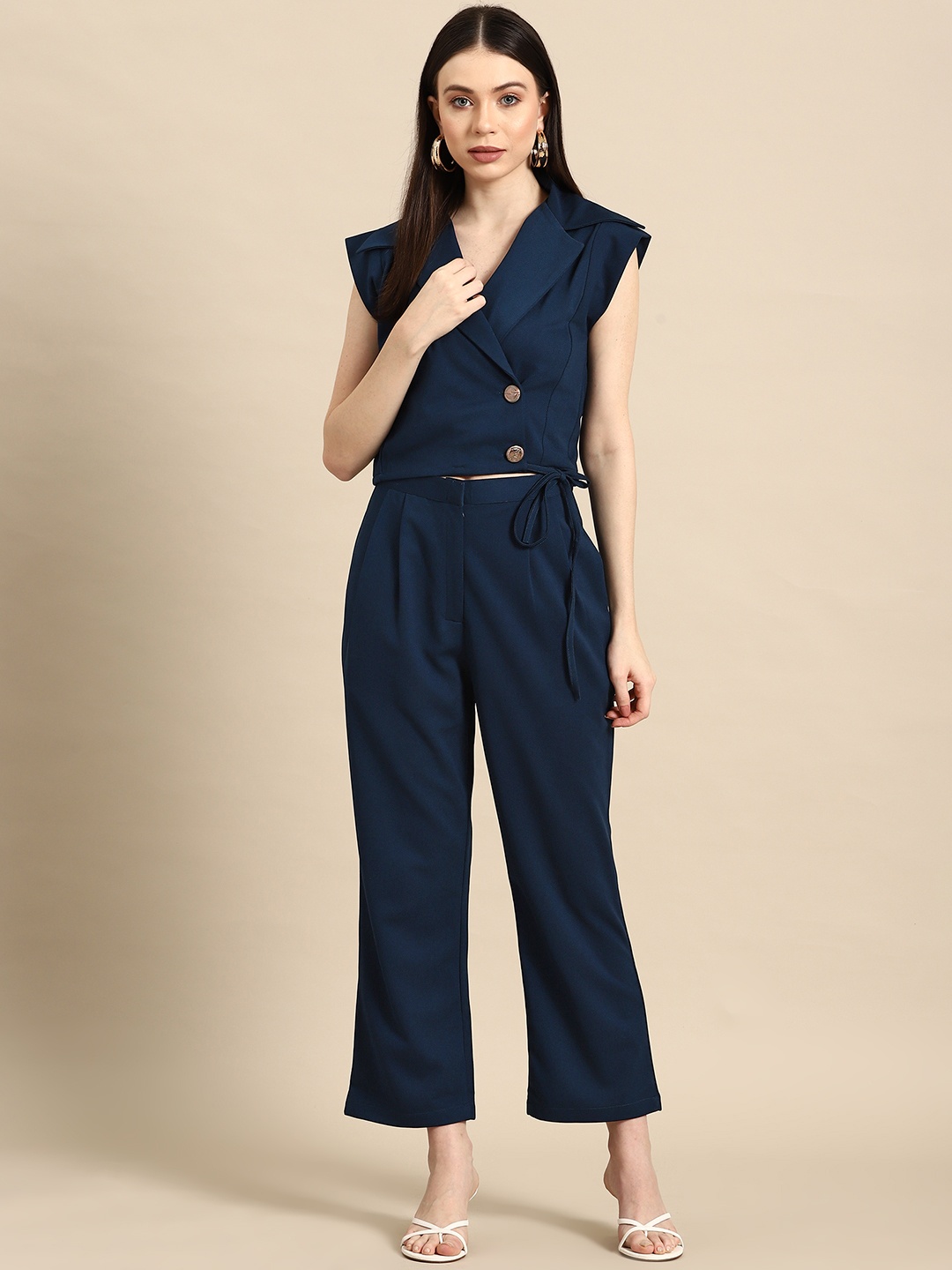 

WoowZerz Women Solid Top with Trousers, Blue