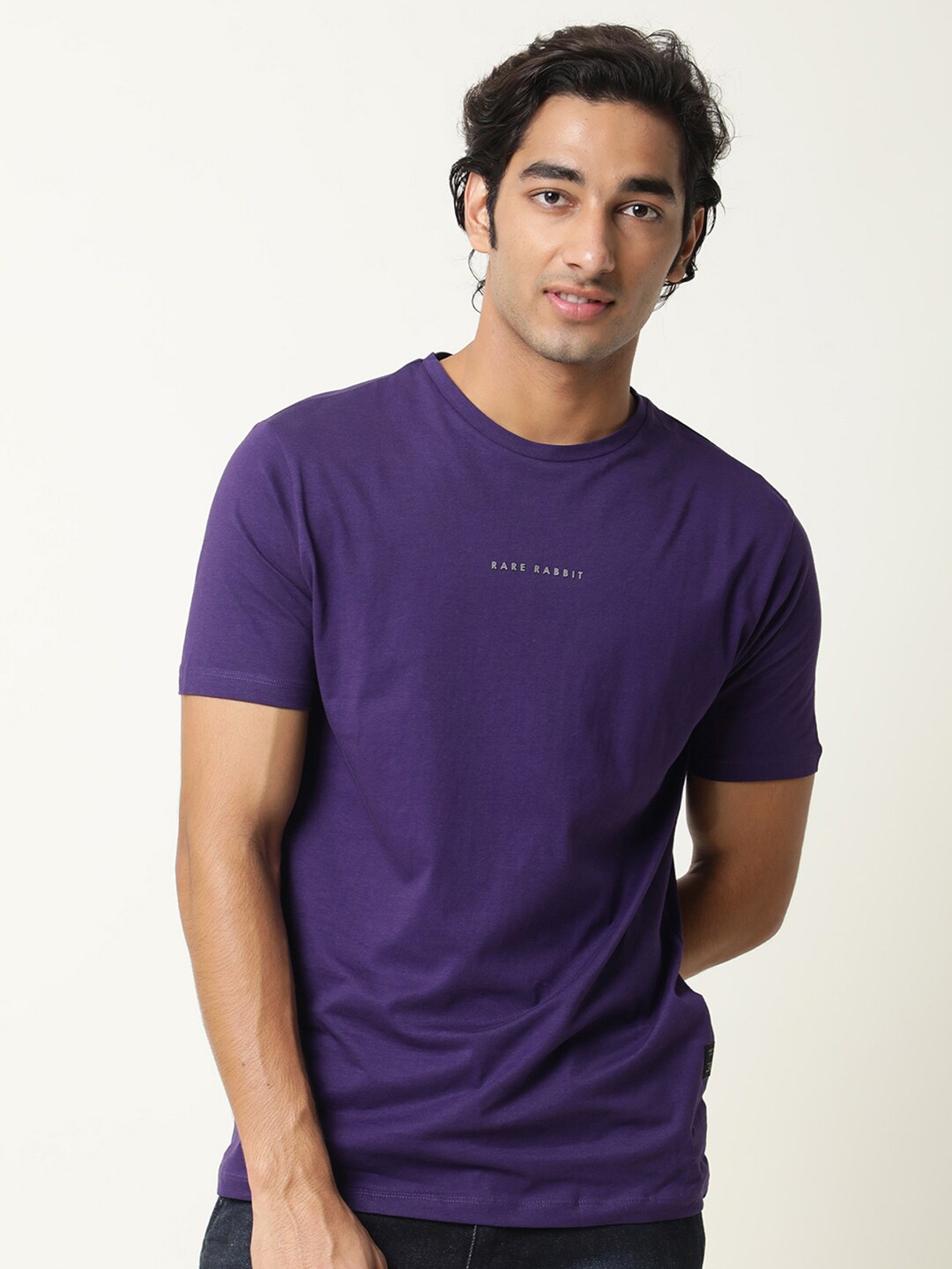 

RARE RABBIT Men Rings-4 Slim Fit Solid Polo Collar T-Shirt, Purple