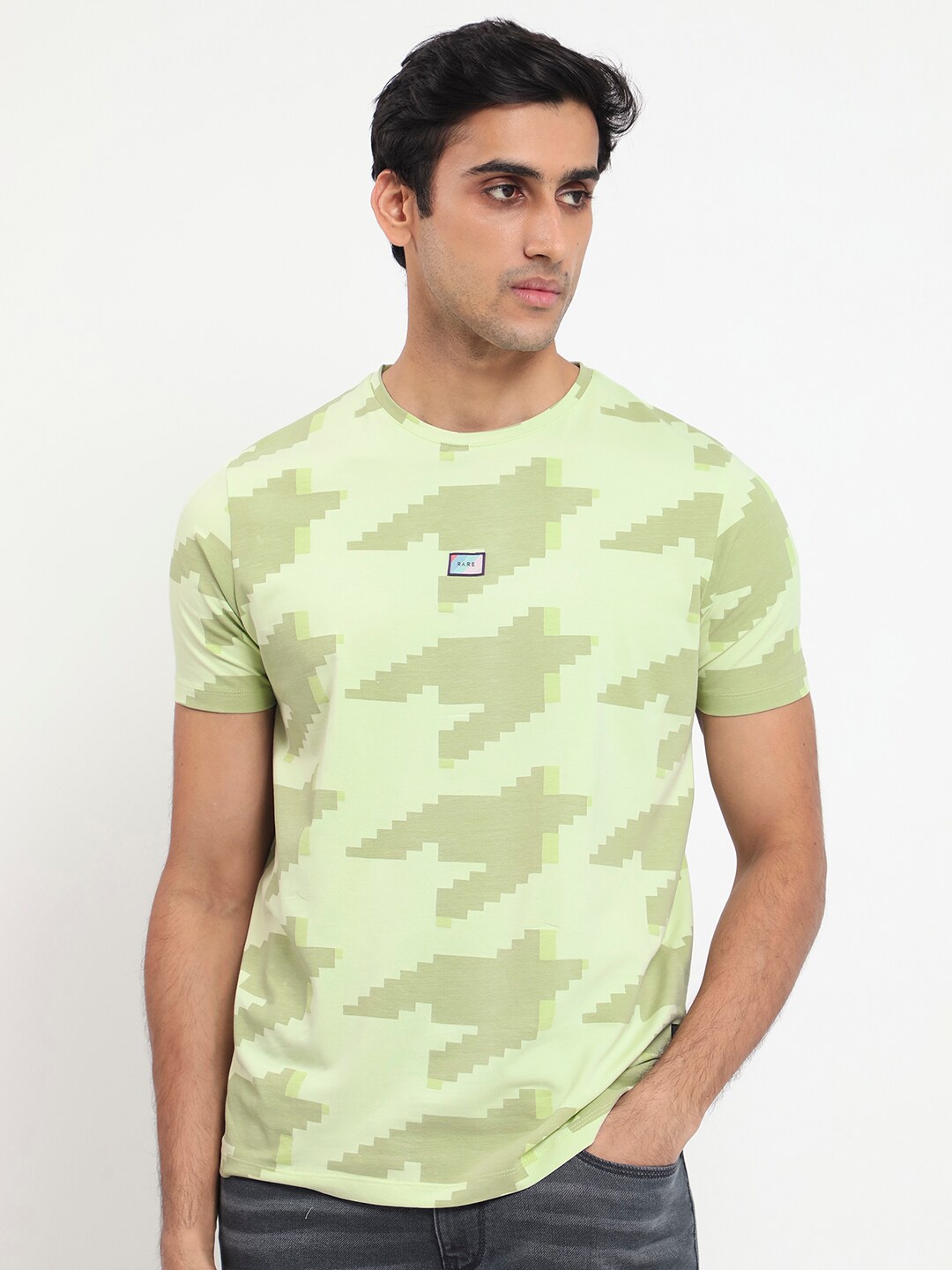 

RARE RABBIT Men Rings-4 Slim Fit Solid Polo Collar T-Shirt, Green