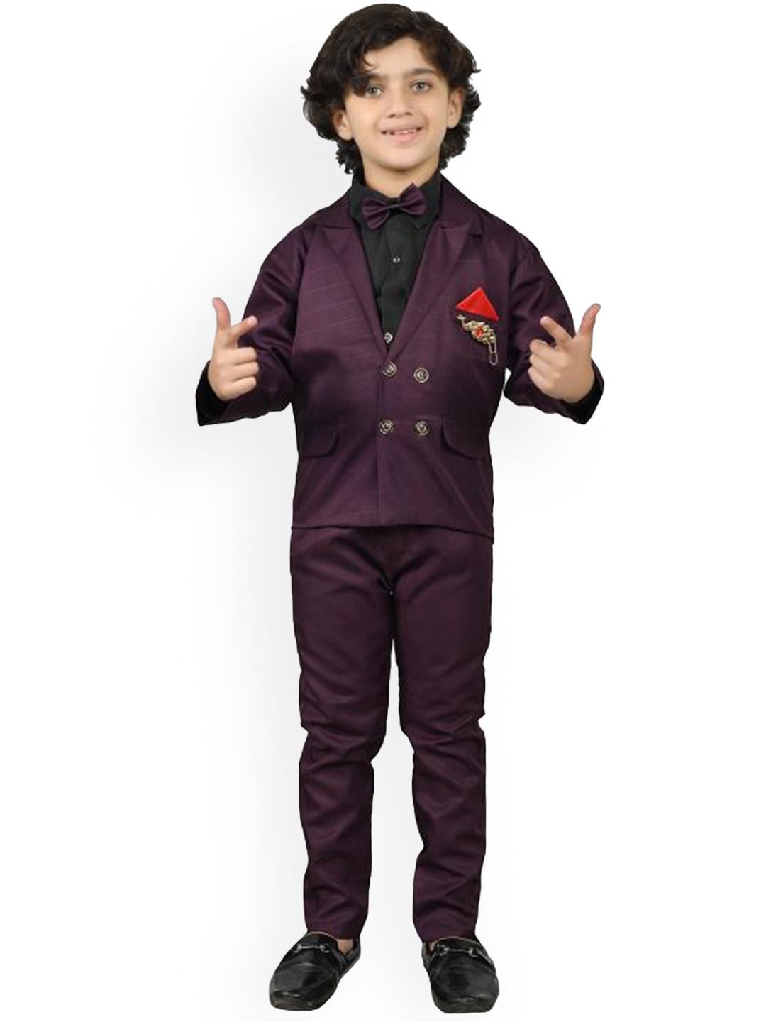 

BAESD Boys Single Breasted Three Piece Pure Cotton Party Suit, Purple