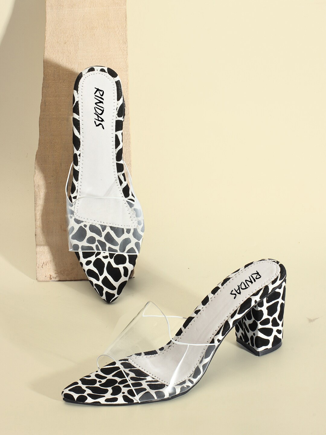 

RINDAS Printed Block Heels, White