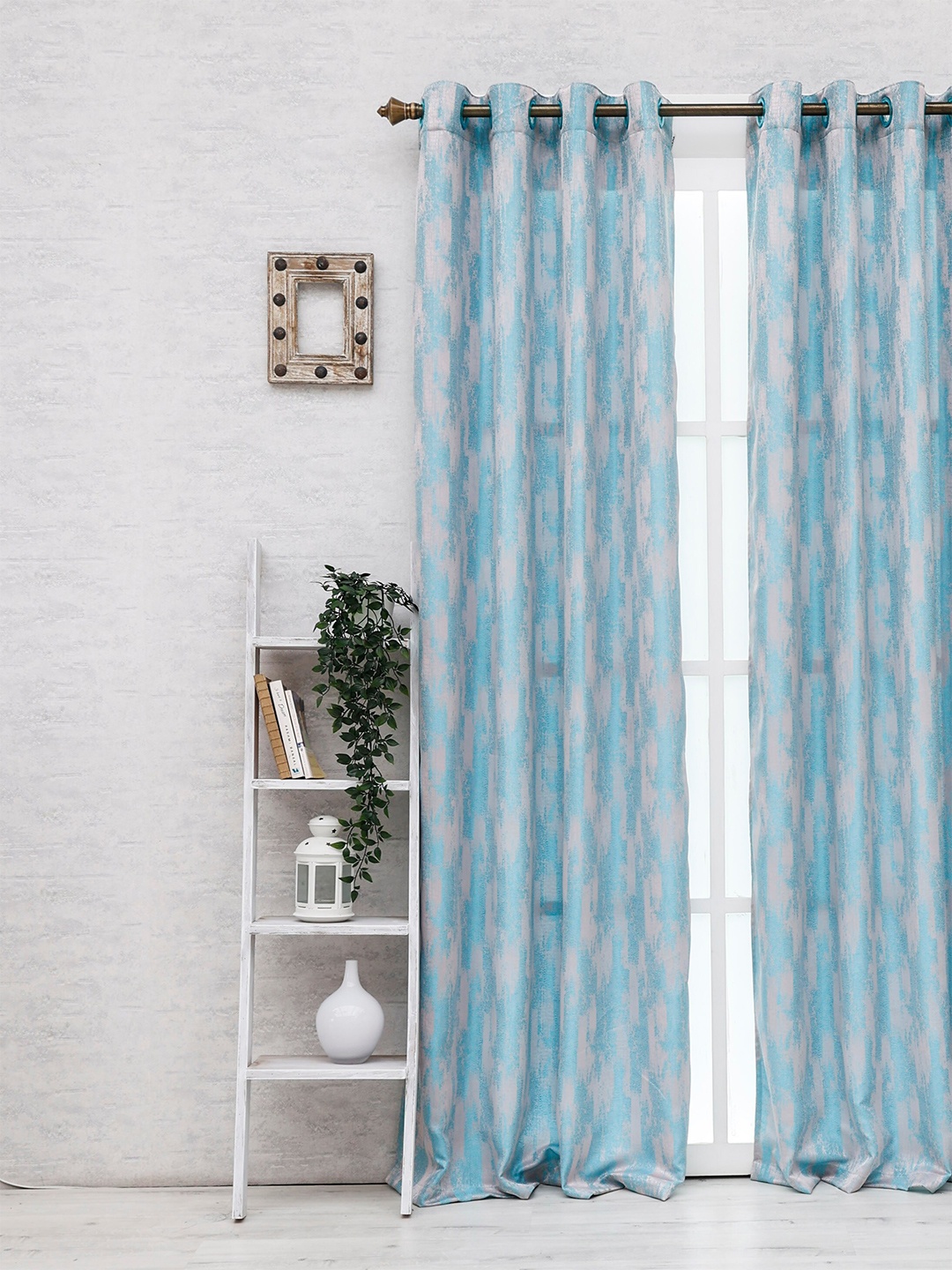 

Ariana Blue Textured Room Darkening Door Curtain