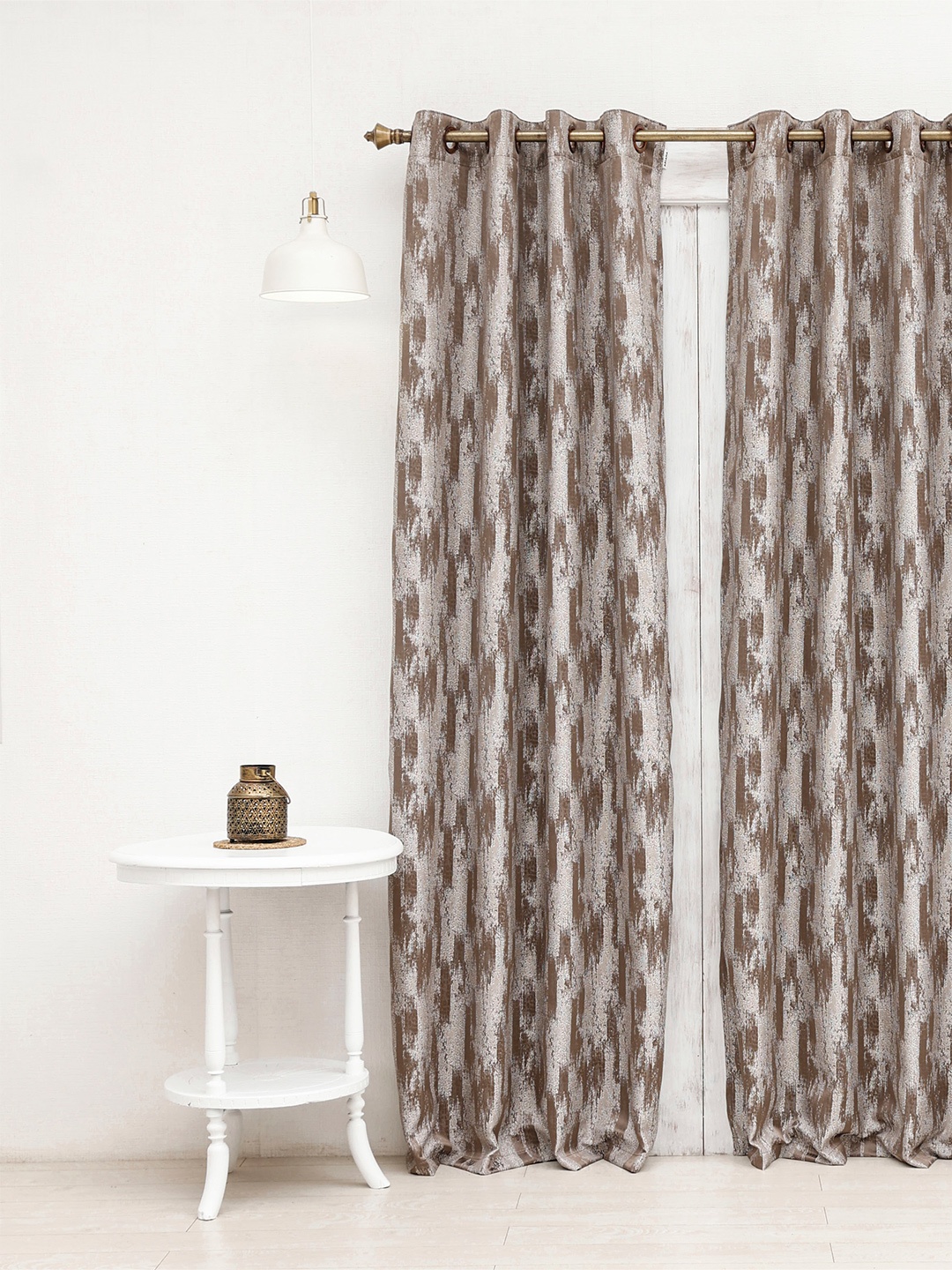 

Ariana Brown & White Printed Room Darkening Door Curtain