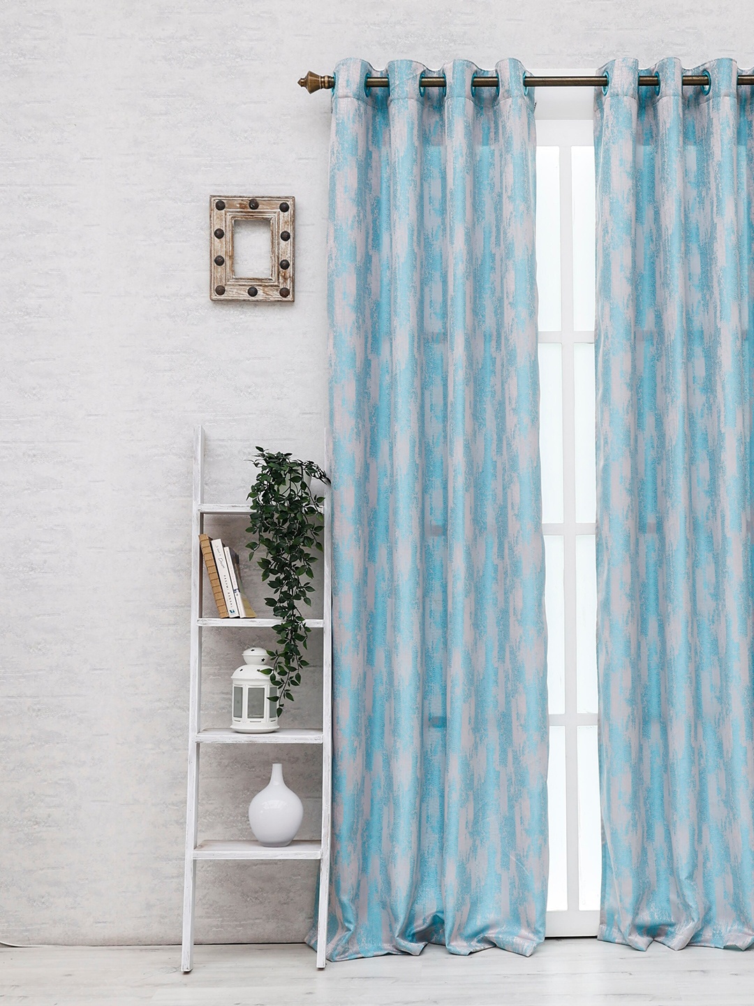 

Ariana Blue & Grey Room Darkening Long Door Curtain
