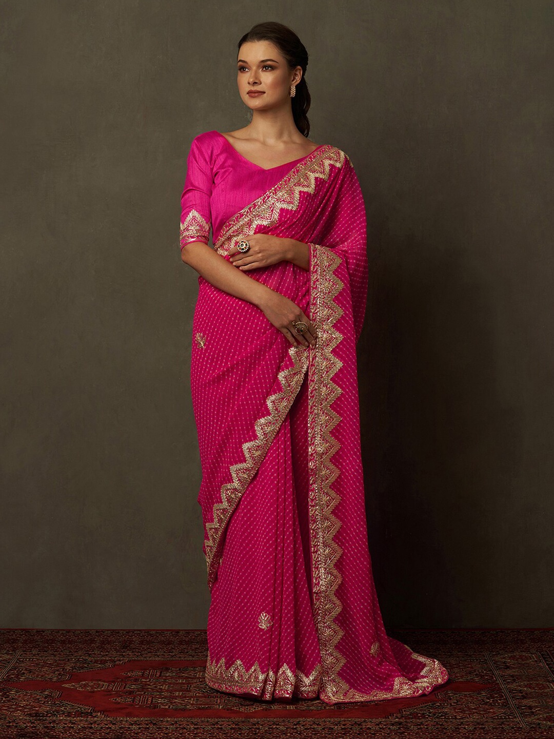 

Saree mall Embellished Poly Georgette Sarees, Pink