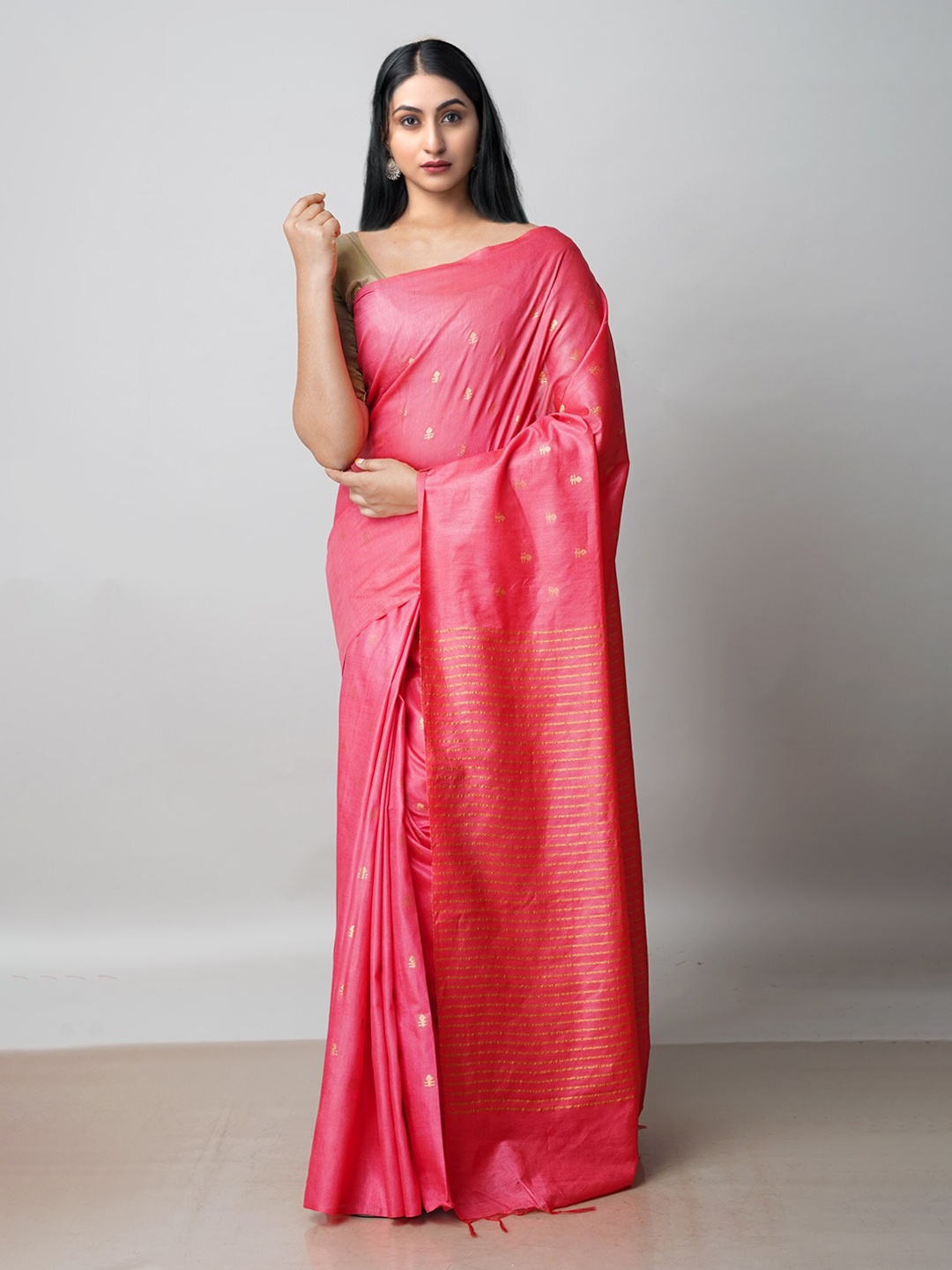 

Unnati Silks Woven Design Zari Chanderi Saree, Red