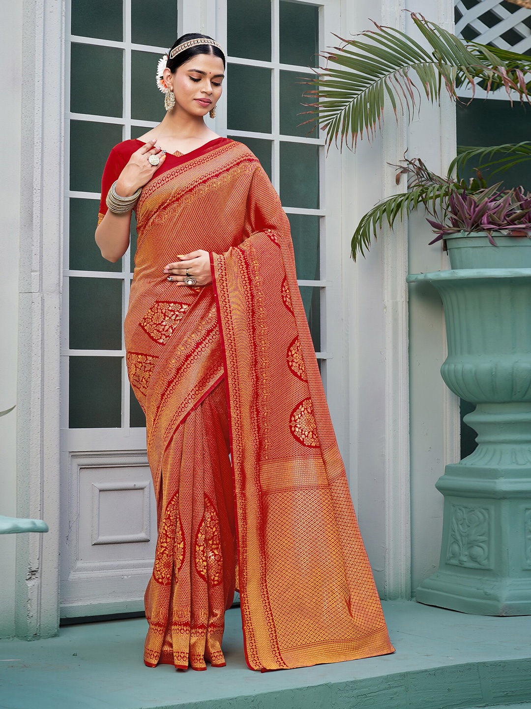 

SARIYA Woven Design Zari Banarasi Saree, Red