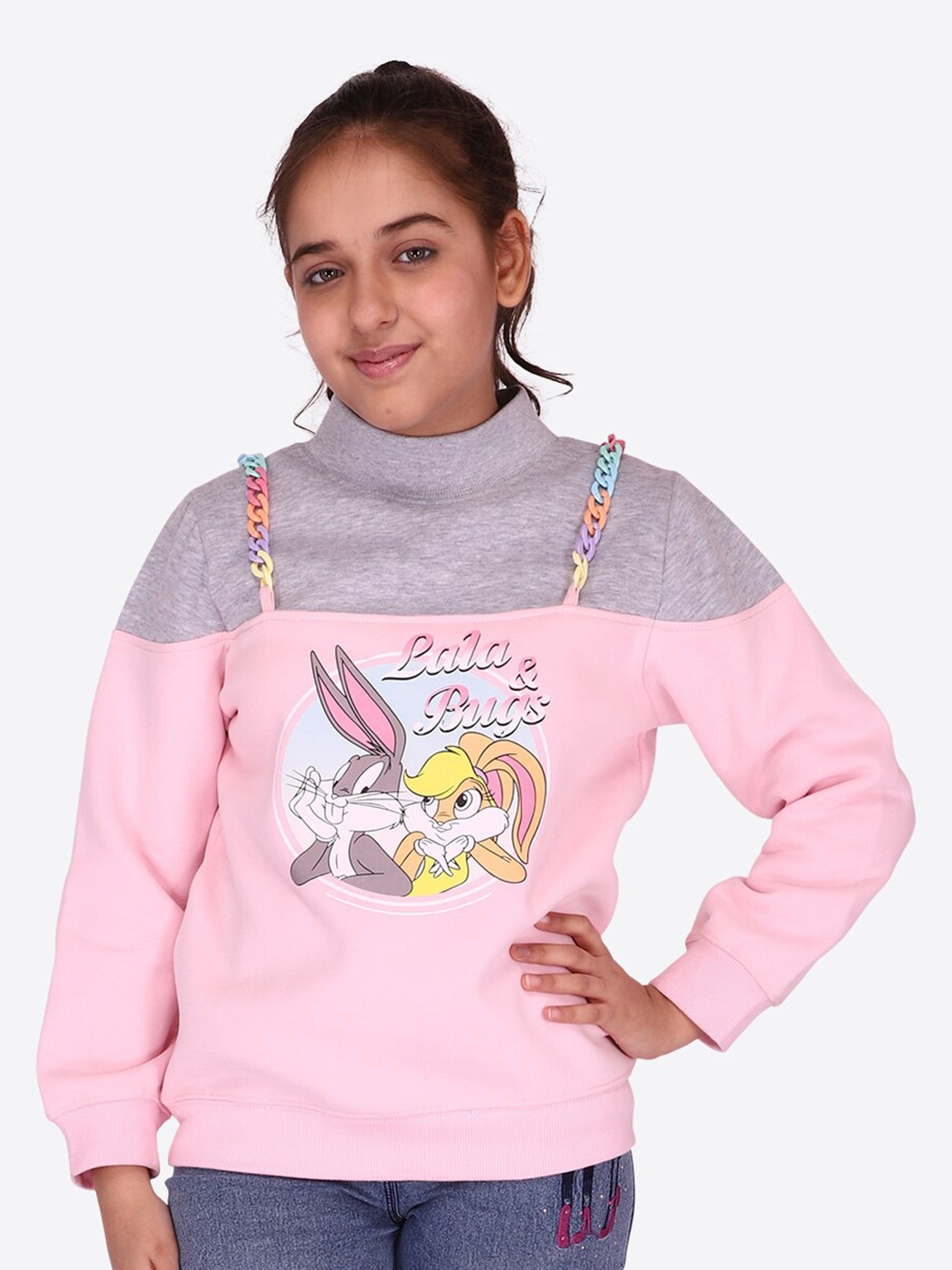 

CUTECUMBER Girls Graphic Printed Pullover, Pink