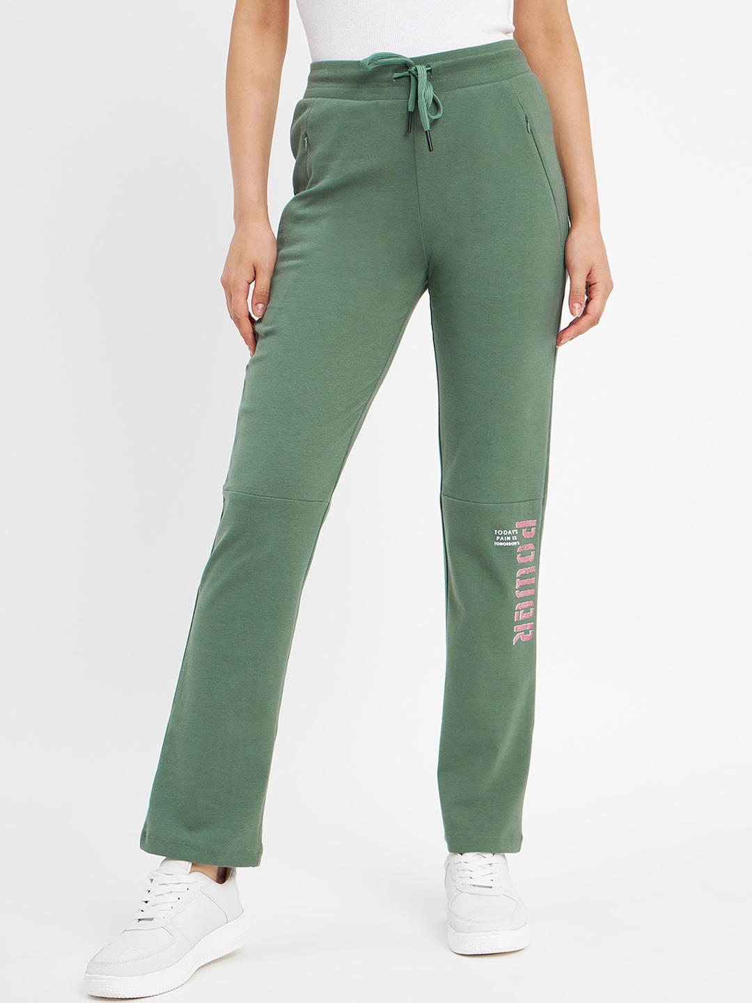 

Madame Women Mid-Rise Track Pants, Olive