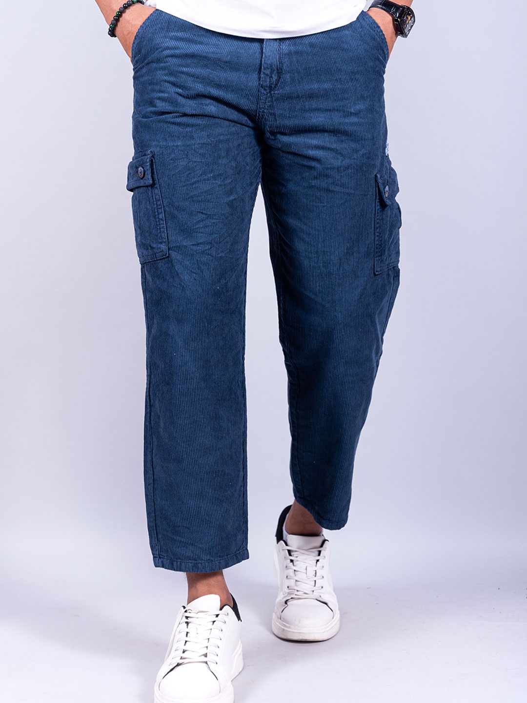 

Tistabene Men Mid-Rise Relaxed Fit Cotton Cargos Trousers, Blue