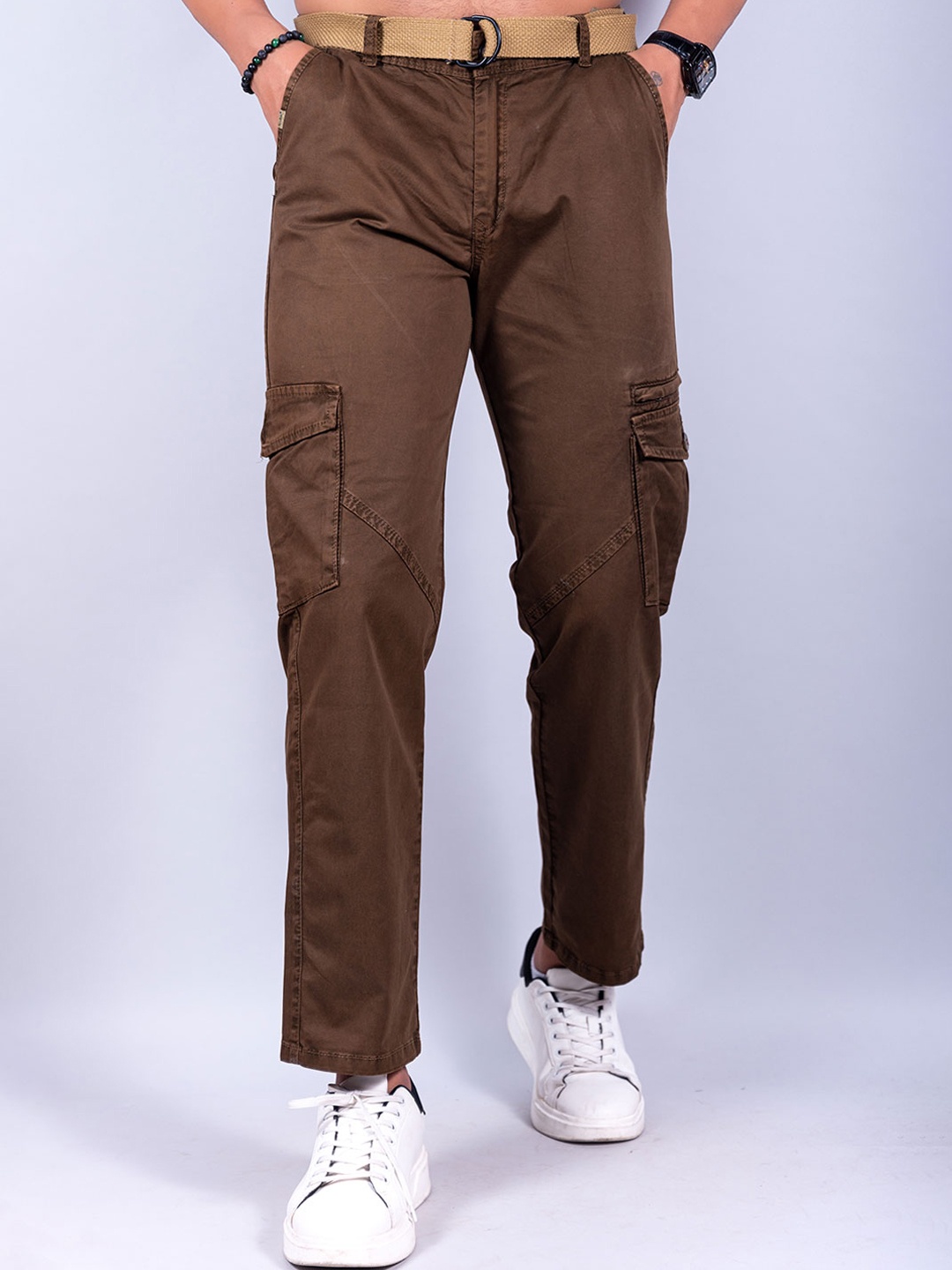 

Tistabene Men Relaxed Fit Twill Cotton Cargos, Brown