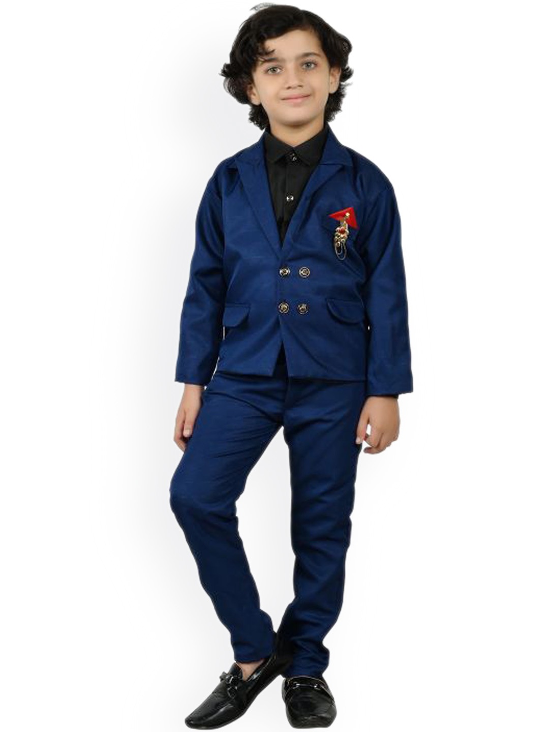 

BAESD Boys Pure Cotton Shirt with Trousers, Navy blue