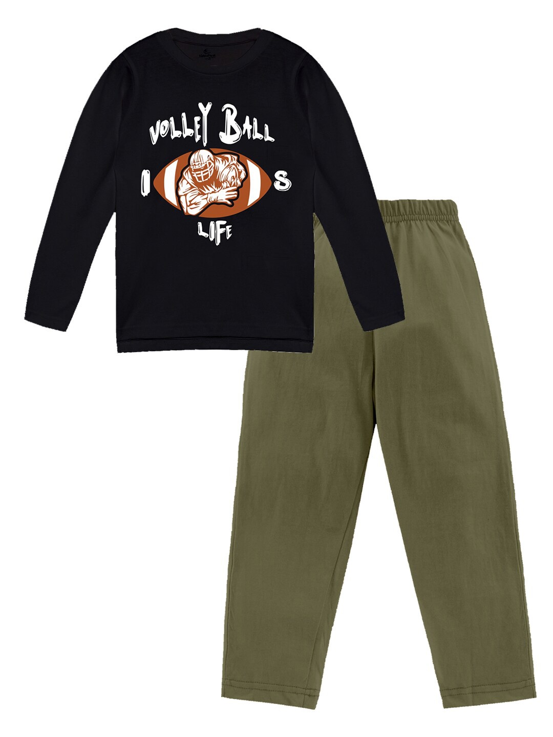 

KiddoPanti Boys Printed Pure Cotton T-shirt With Pyjamas, Black