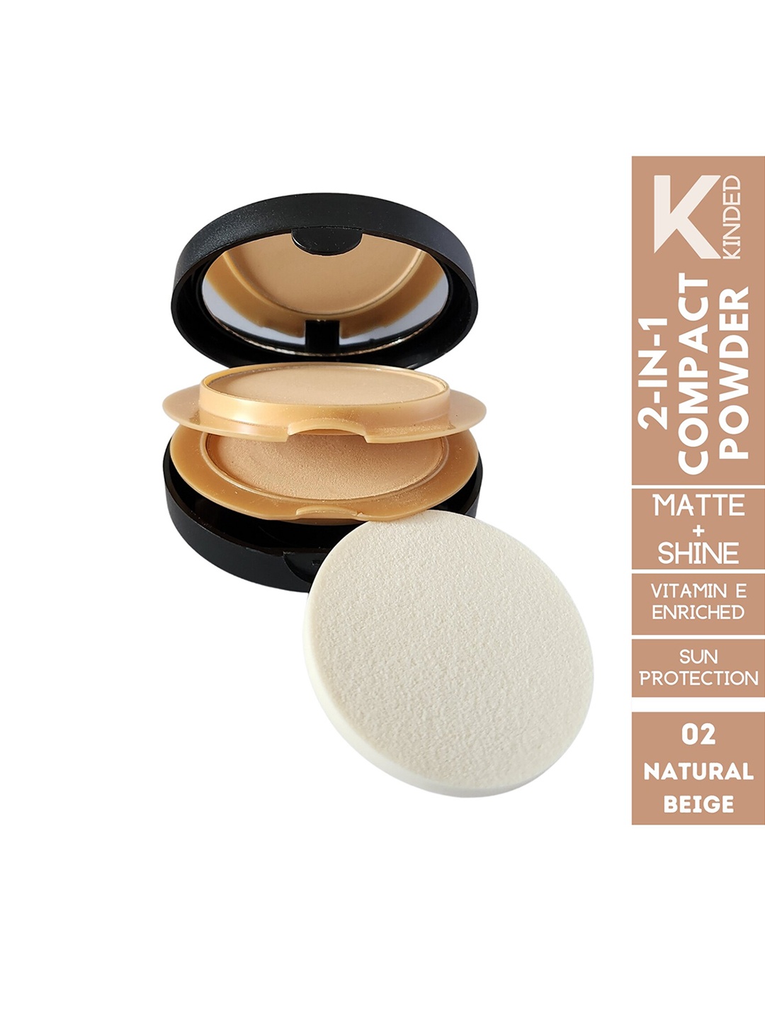 

KINDED Matte & Shine 2 in 1 Compact Powder - 9gm Each - Natural Beige 02