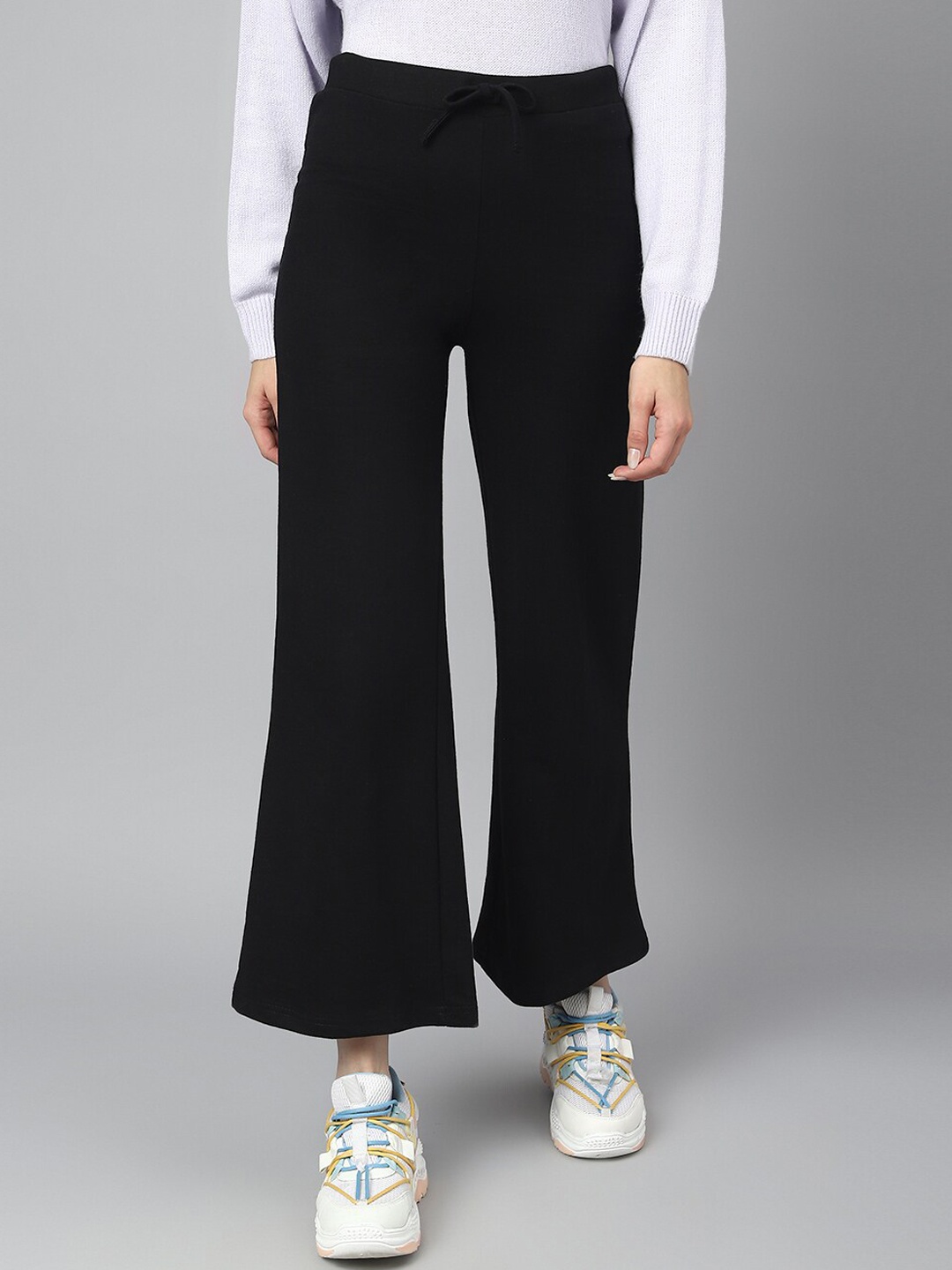

COLOR CAPITAL Women Relaxed Fit Wide Leg Track Pants, Black